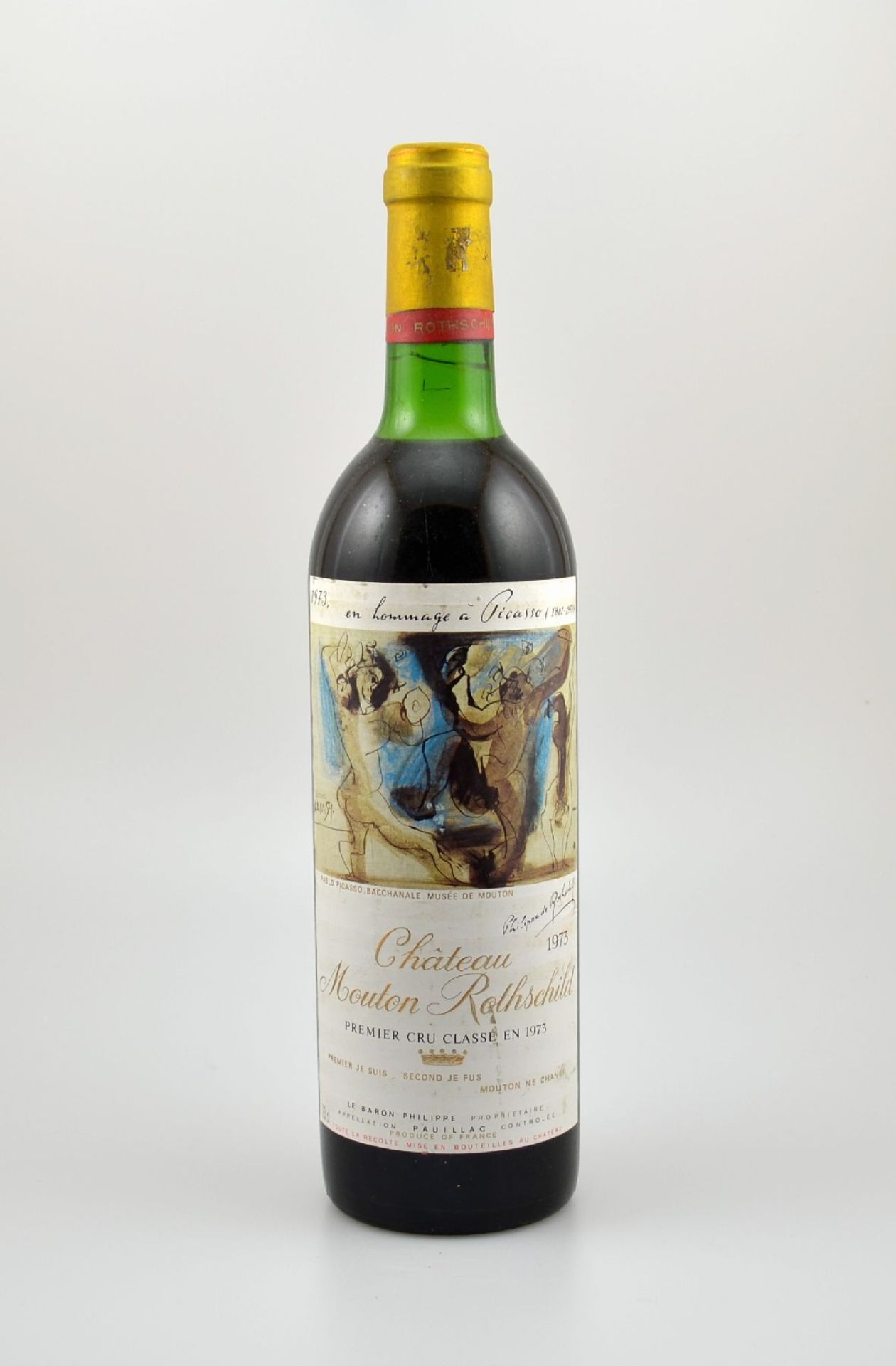 1 Flasche 1973 Chateau Mouton Rothschild, Pauillac, Premier Grand Cru Classe, ca. 73 cl,