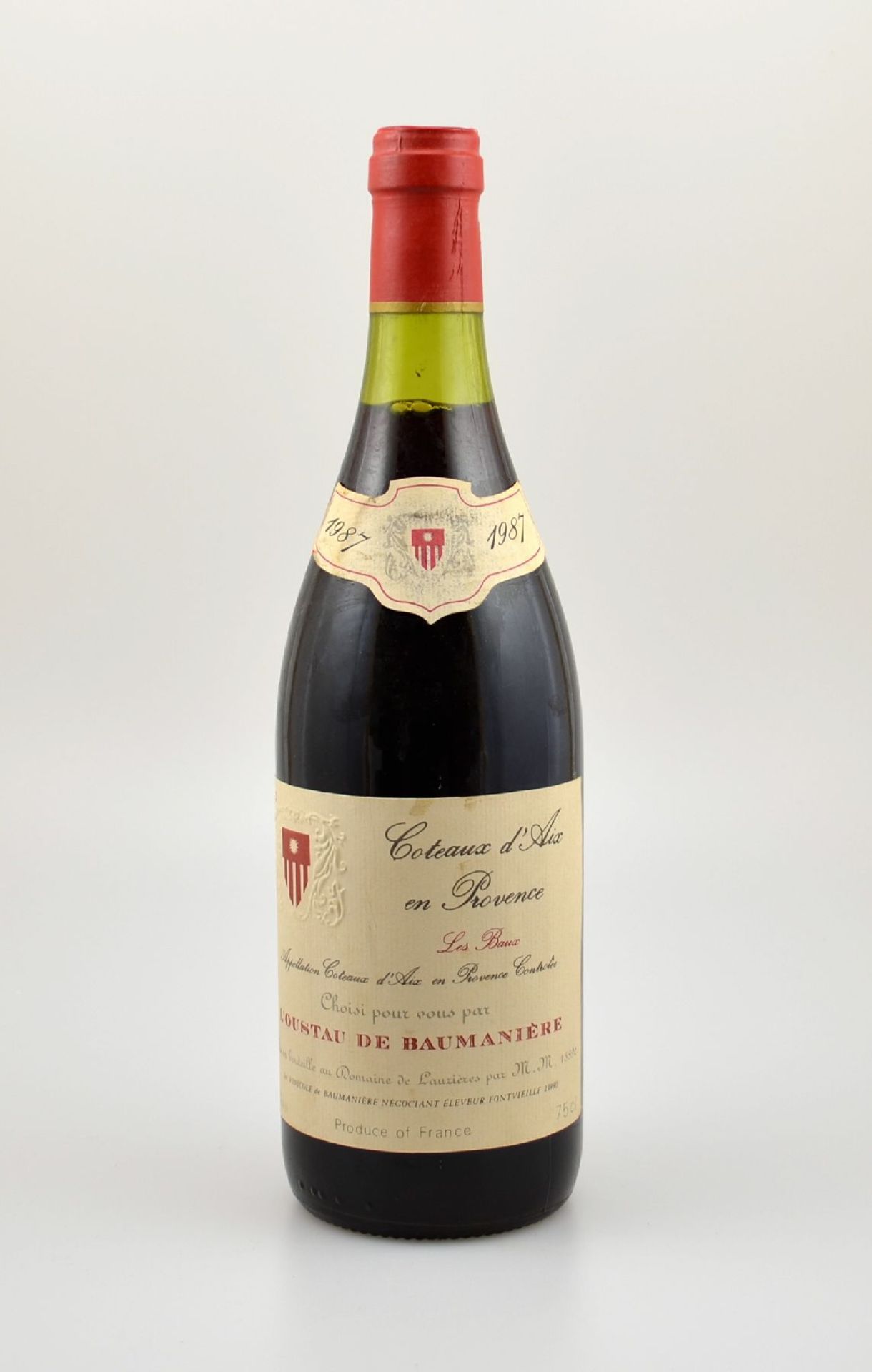 3 Flaschen 1987 Coteaux d'Aix en Provence Les Baux, L'Oustau de Baumaniere, je ca. 75 cl, 13 % Vol.,