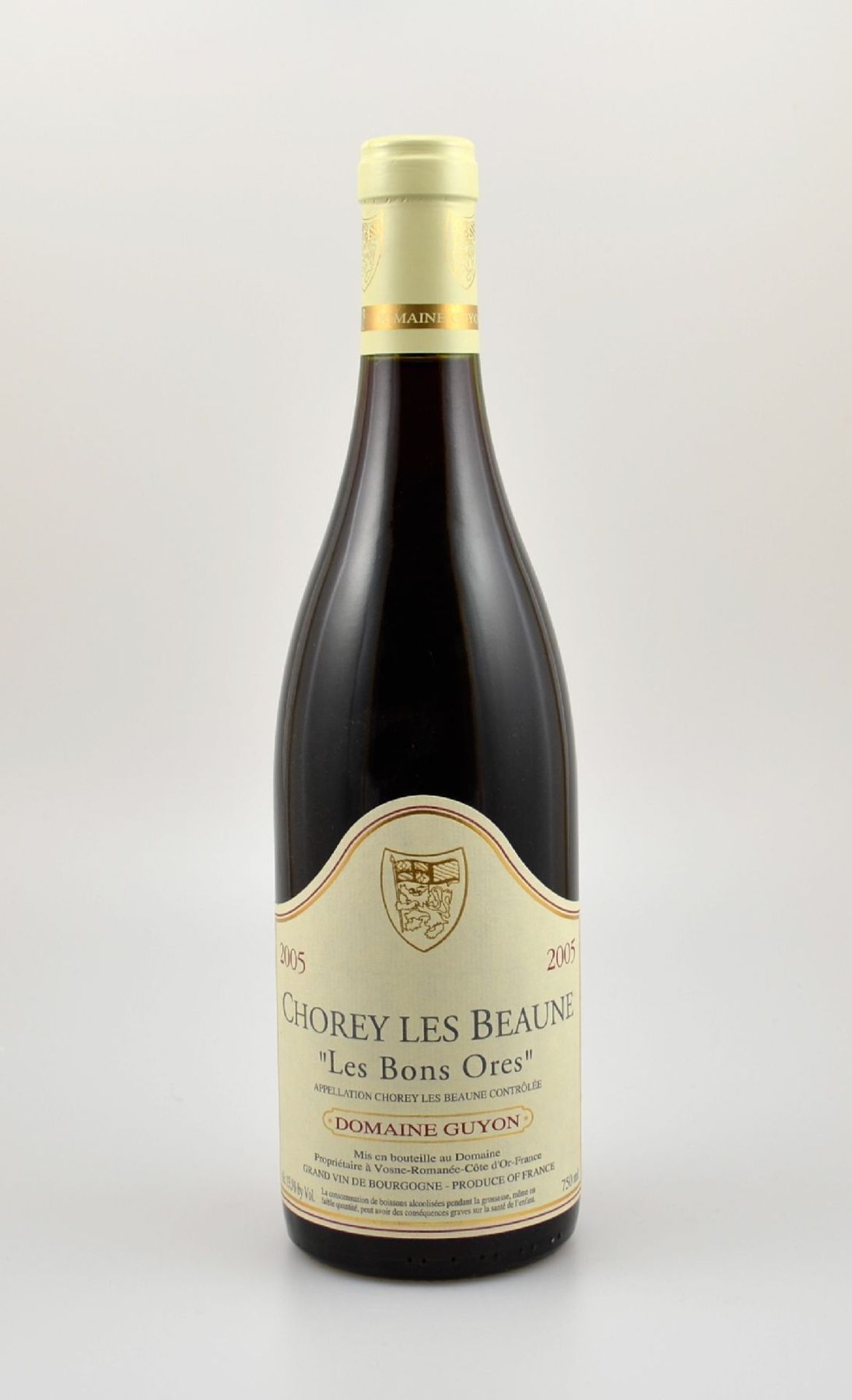 6 Flaschen 2005 Chorey Les Beaune "Les Bons Ores", Domaine Guyon, je 75 cl, 13,5 % Vol.,