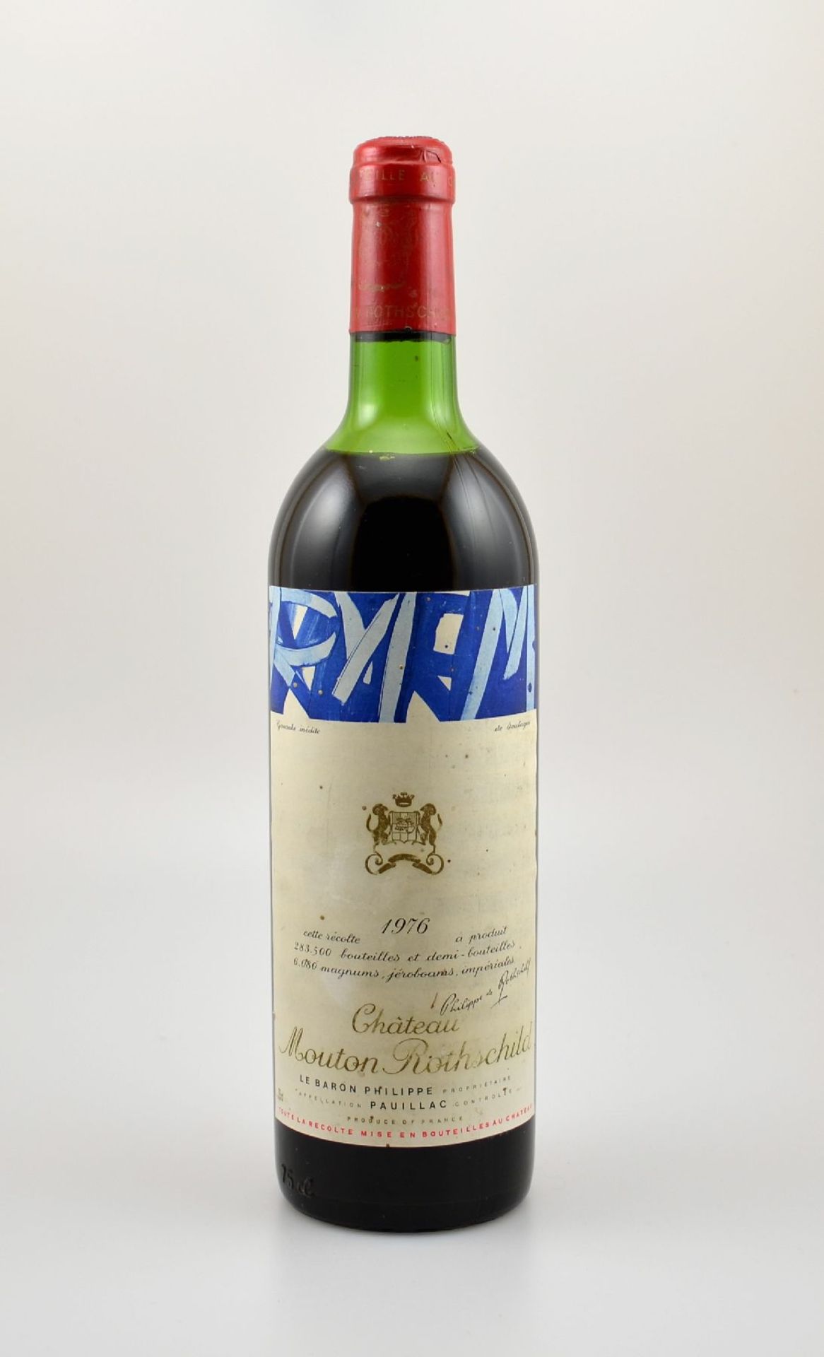 1 Flasche 1976 Chateau Mouton Rothschild, Pauillac, Premier Cru Classe, ca. 75 cl, Füllstand: ca.