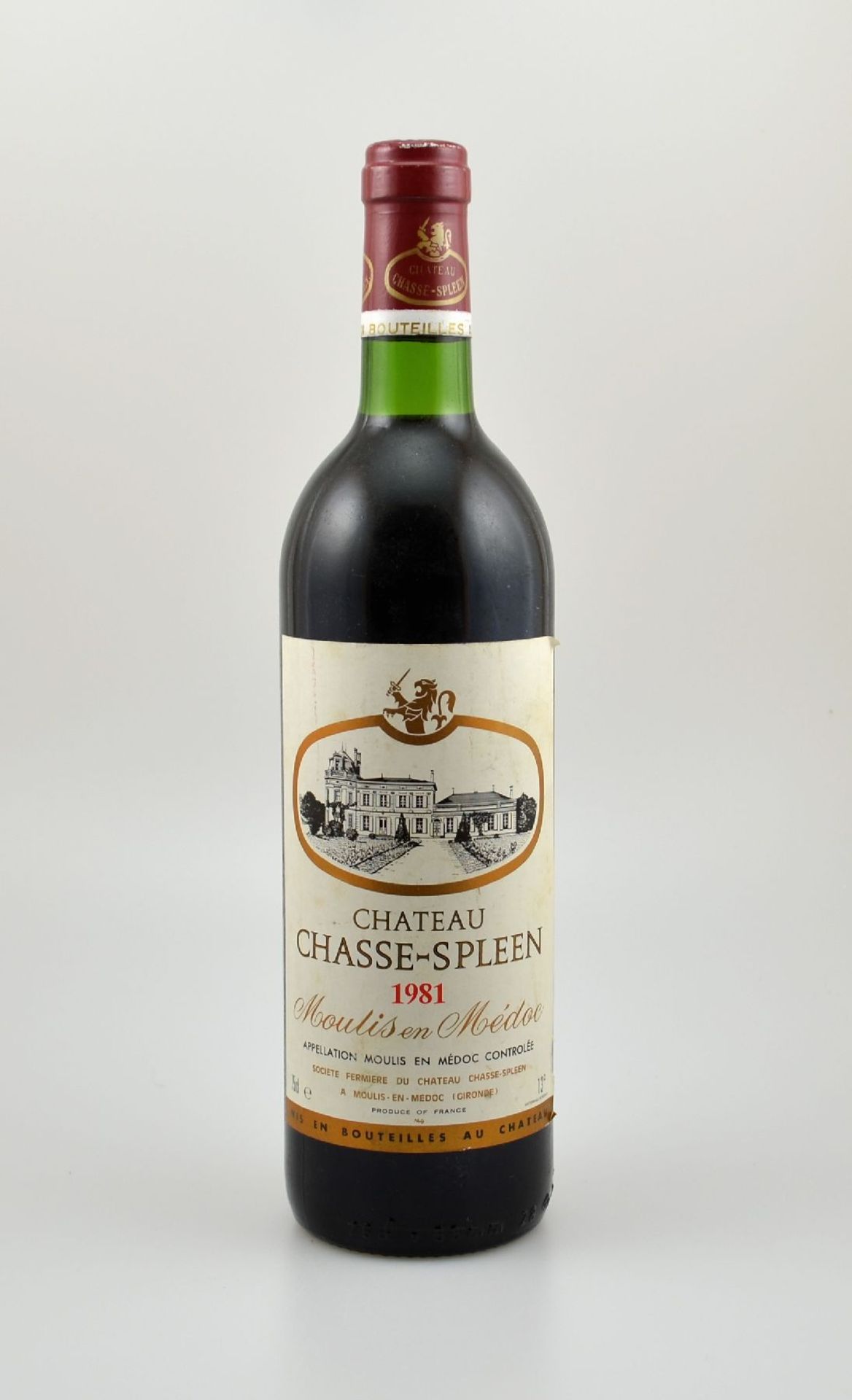 1 Flasche 1981 Chateau Chasse-Spleen, Moulin en Medoc, 13 % Vol., Füllstand: ca. topshoulder,