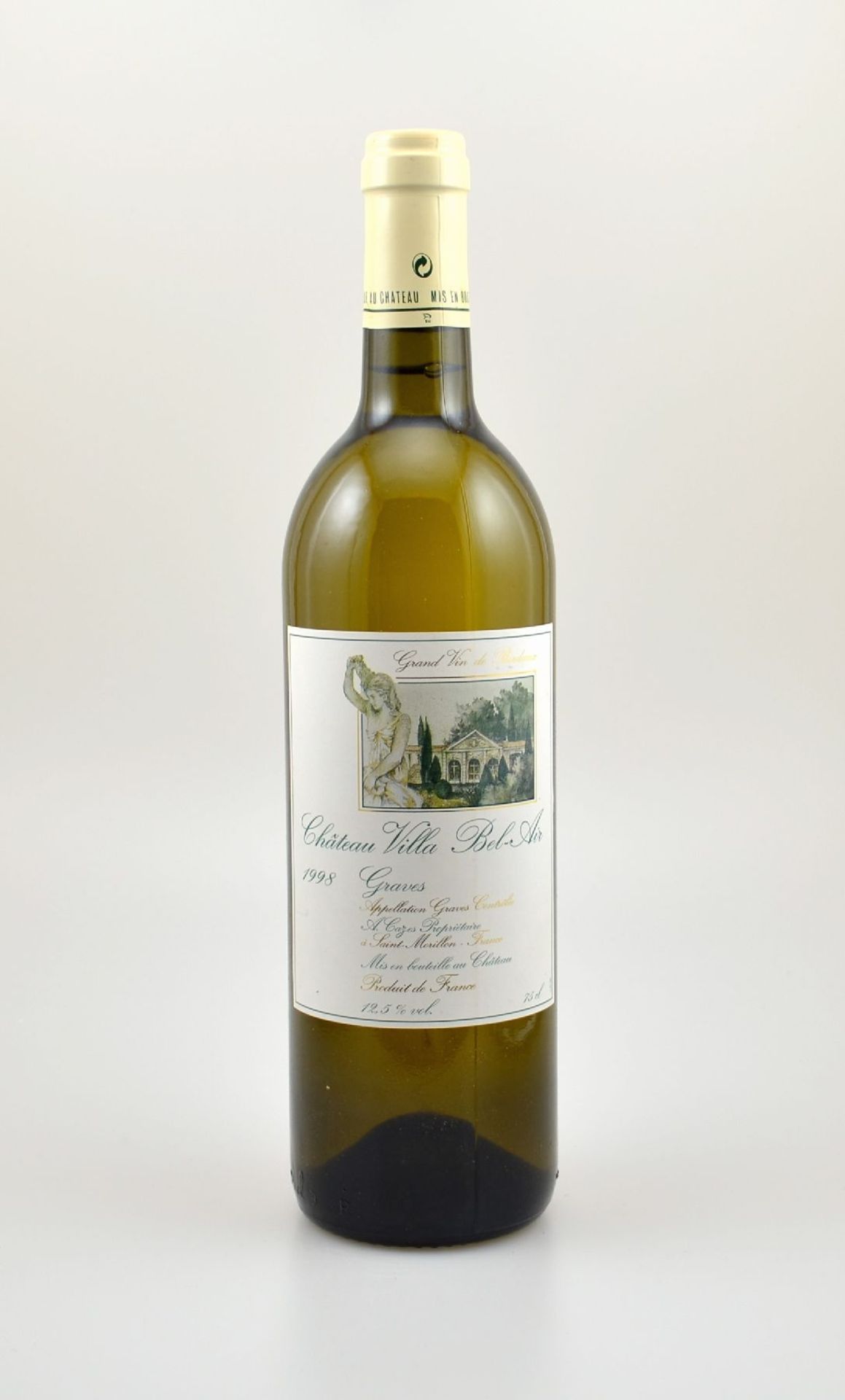 6 Flaschen 1998 Chateau Villa Bel-Air, Graves Blanc, je ca. 75 cl, 12,5 % Vol, Füllstände: je into