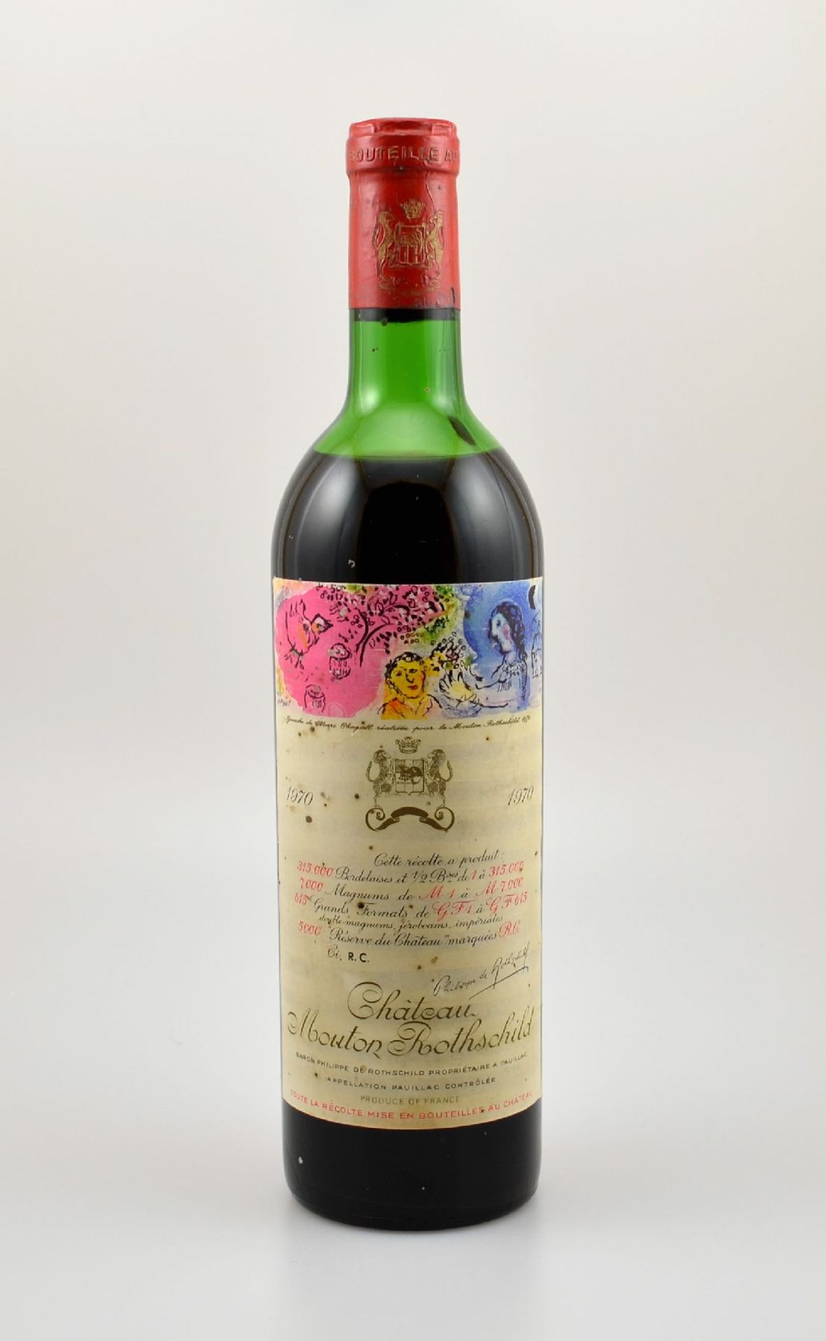 1 Flasche 1970 Chateau Mouton Rothschild, Pauillac, Grand Cru Classe, Füllstand: ca. upper mid