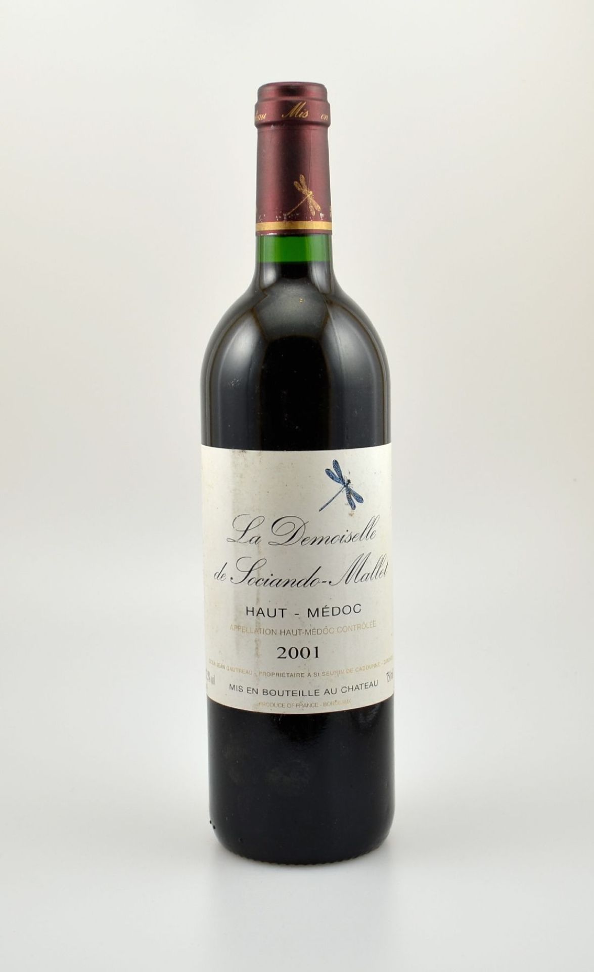 3 Flaschen 2001 La Demoiselle de Sociando Mallet, Haut-Medoc, je ca. 75 cl, 12,5 % Vol.,