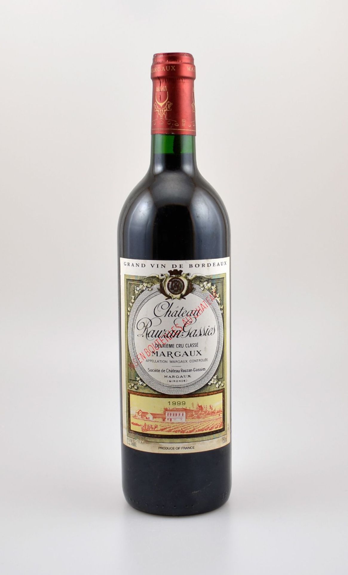 5 Flaschen 1999 Chateau Rauzan-Gassies, Margaux, je ca. 75 cl, 12,5 % Vol., Füllstände: je ca.