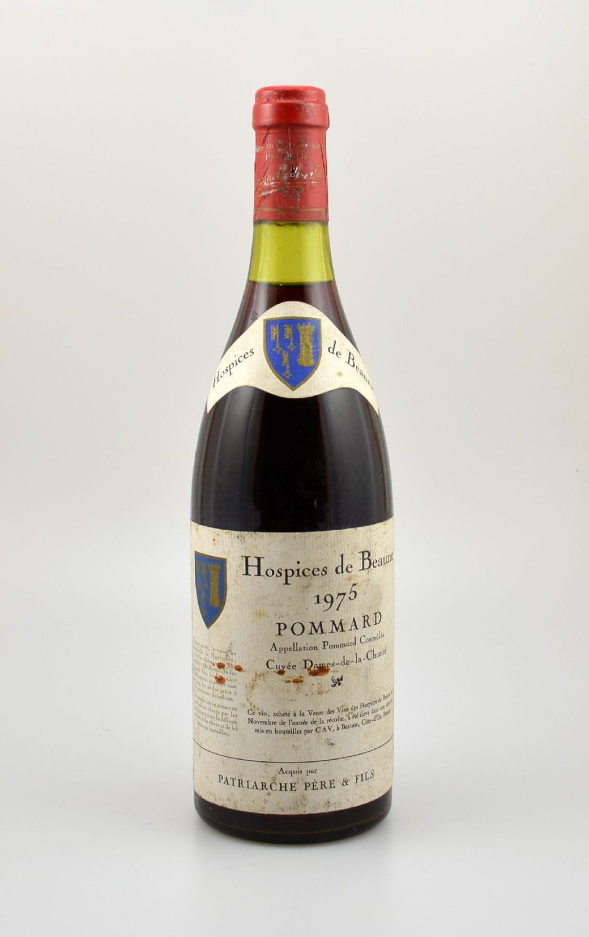 1 Flasche 1975 Hospices de Beaune, Pommard, Abstand zwischen Kapsel und Wein: ca.2 cm, Etikett