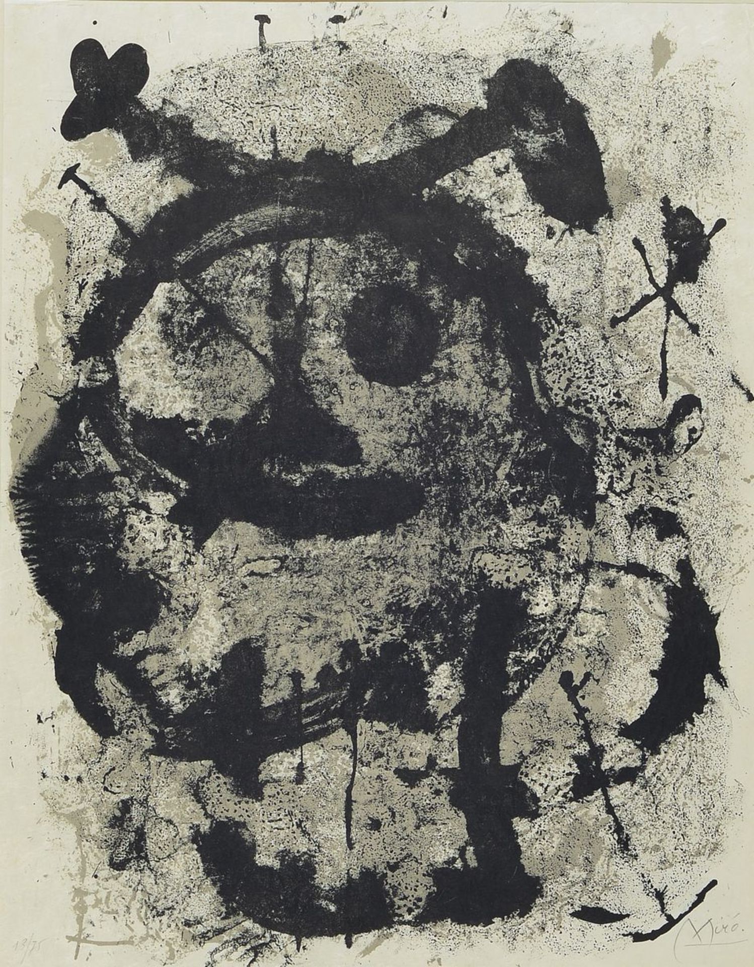 Joan Miro, 1893-1983, Ohne Titel, Lithografie, re unten sign., num. 13/75, im PP eingefasst, unter