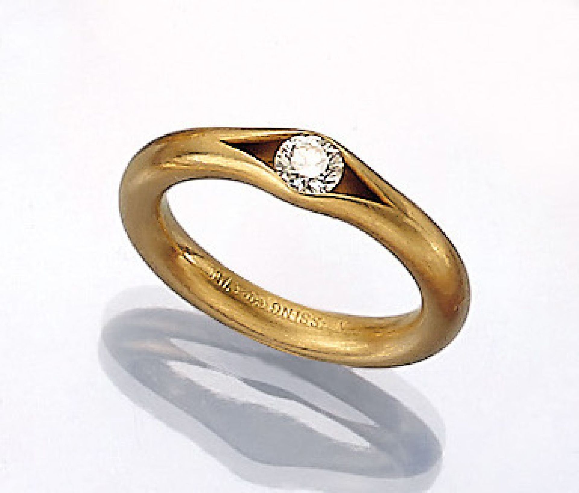 NIESSING 18 kt Gold Ring mit Brillant, GG 750/000, Brillant ca. 0.25 ct feines Weiß/vvs-vs, in