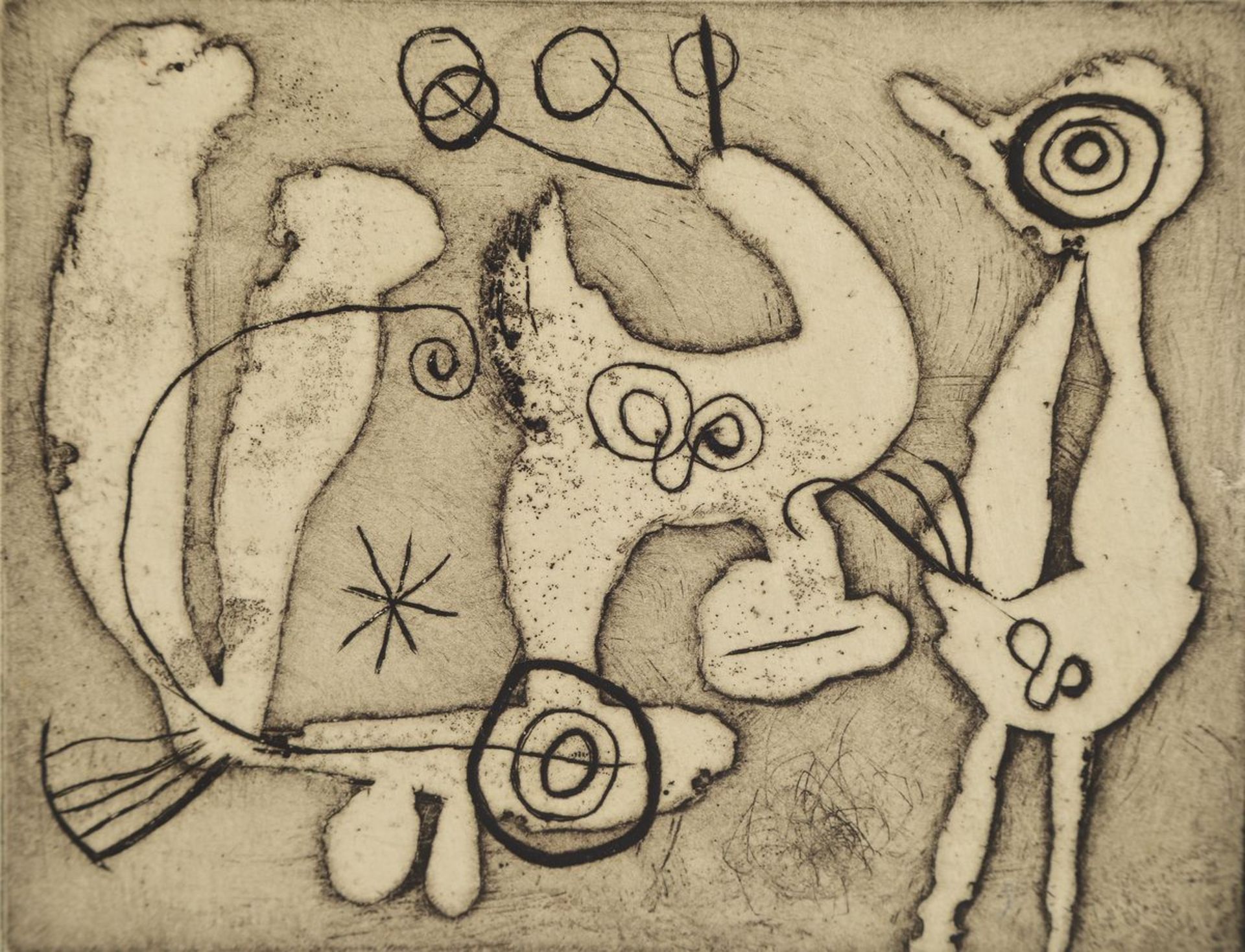 Joan Miro, 1893-1983, Konvolut aus 2 Radierungen, eins davon num. H.C und sign., das andere unsign., - Bild 2 aus 2