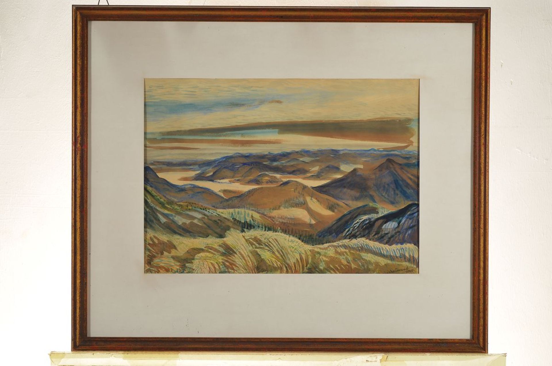 Eugen Croissant, 1898 Landau-1976 Breitbrunn, Weite hügelige Landschaft, Aquarell auf Papier von - Bild 3 aus 4