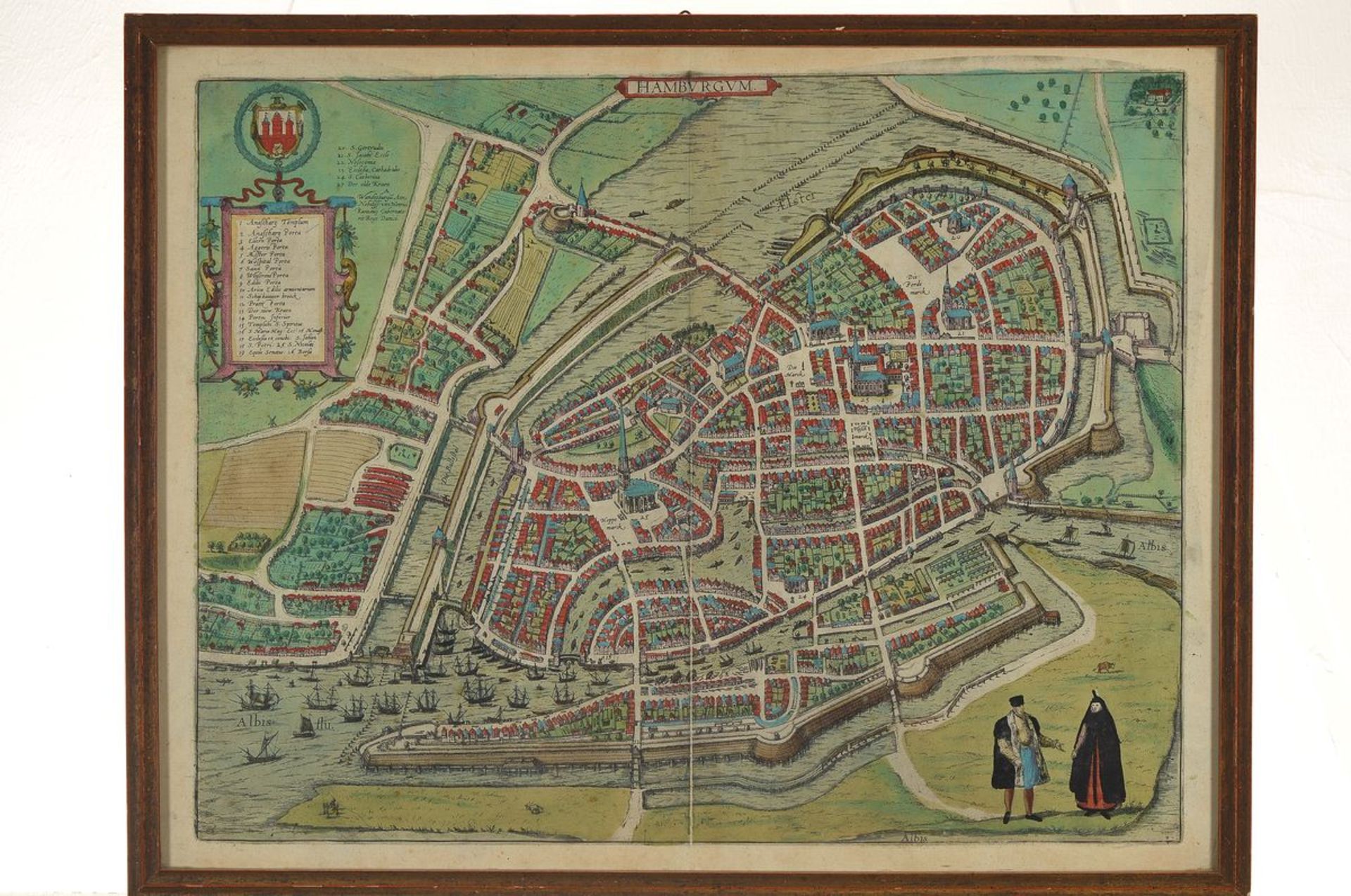 Kupferstich, Hamburg, um 1600, "Hamburgum" aus "Civitates Orbis Terrarum" v. Braun/Hogenberg von - Bild 2 aus 2