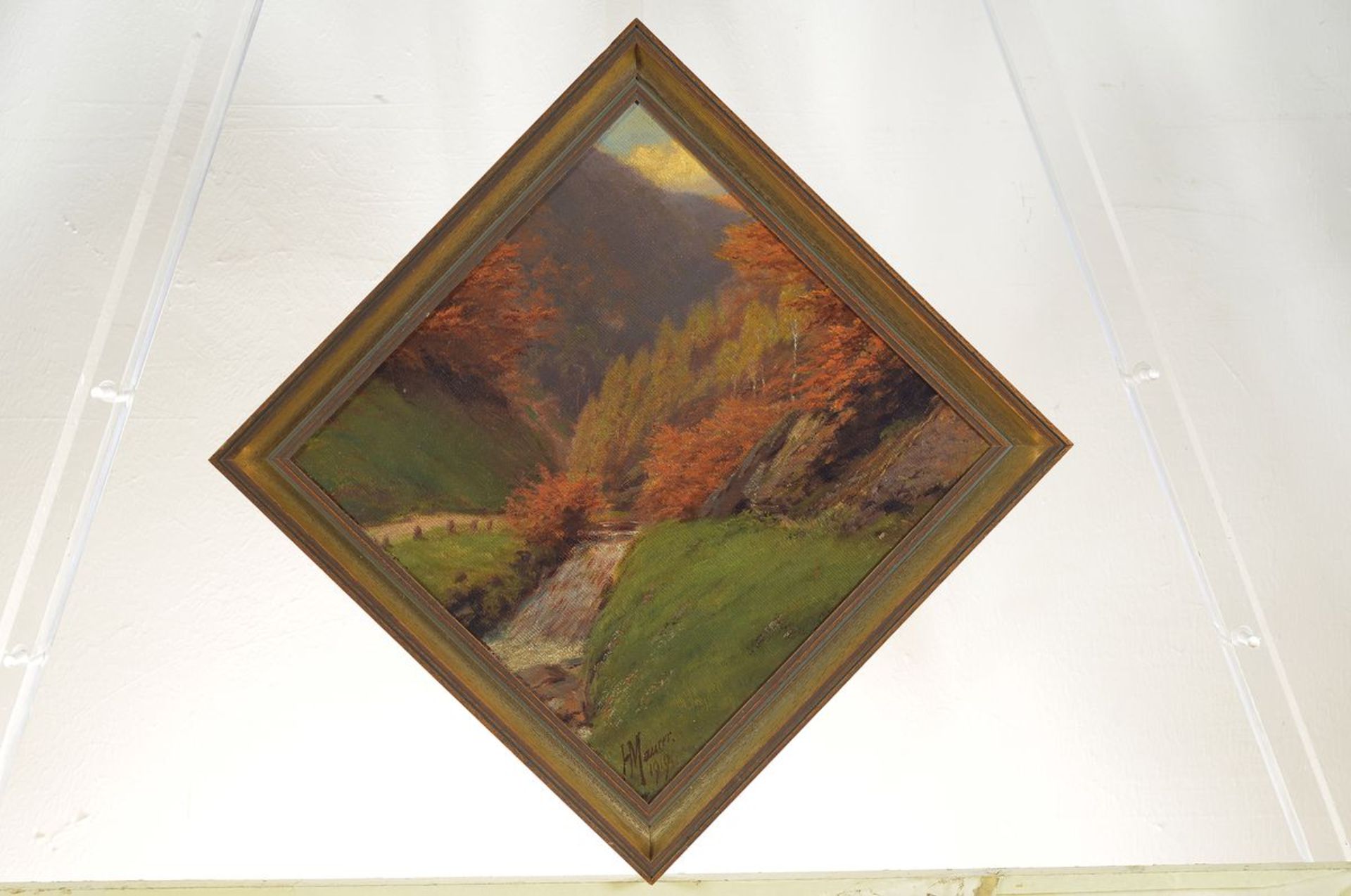 Heinrich Maurer, geb. 1861, Maler aus Annweiler, Herbstliche Landschaft in der Pfalz, Öl/Lwd, li. u. - Bild 3 aus 4