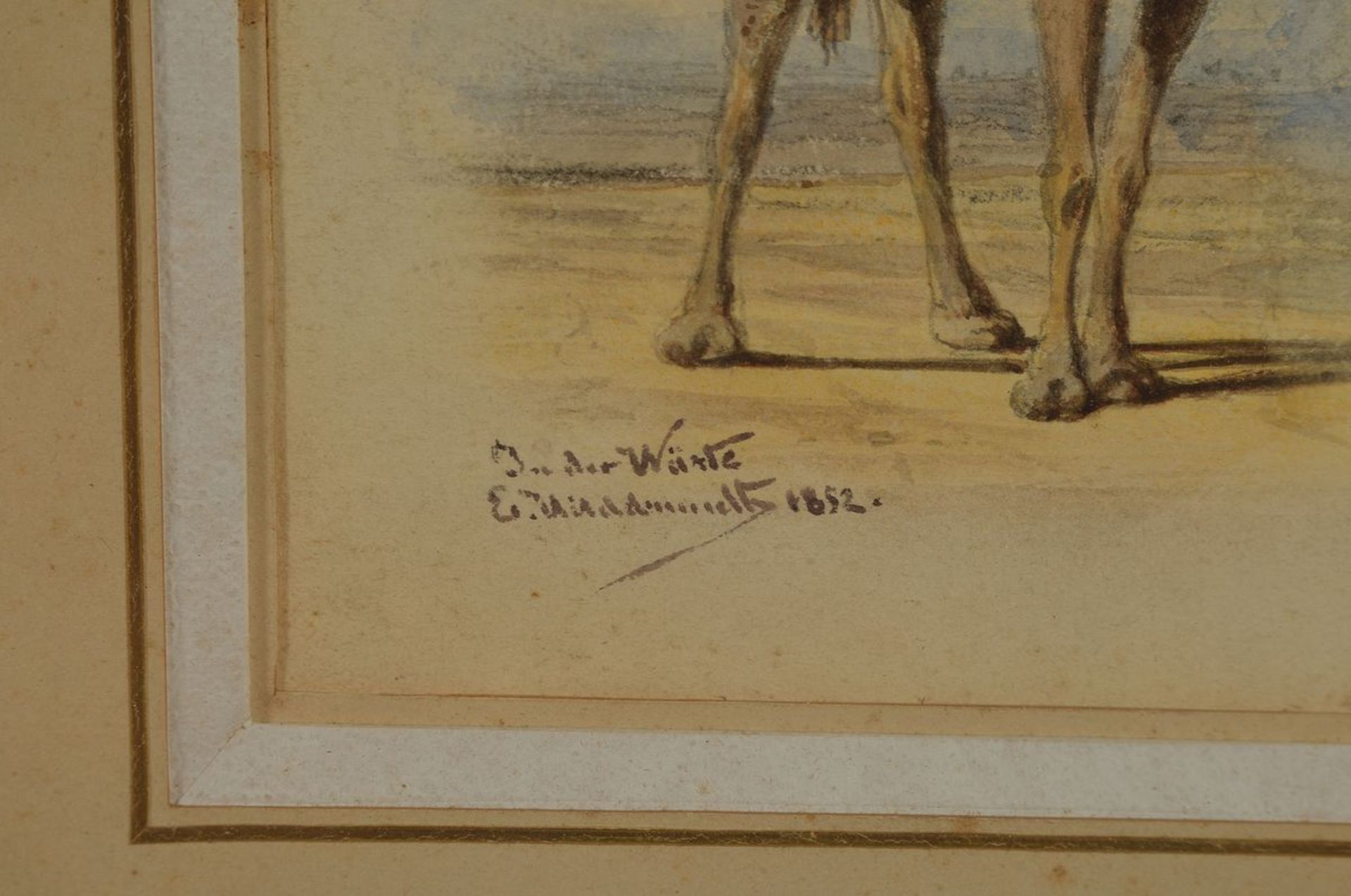 Eduard Hildebrandt, 1817-1869, Studium an der Akademie in Berlin, "In der Wüste", Aquarell auf - Bild 4 aus 4