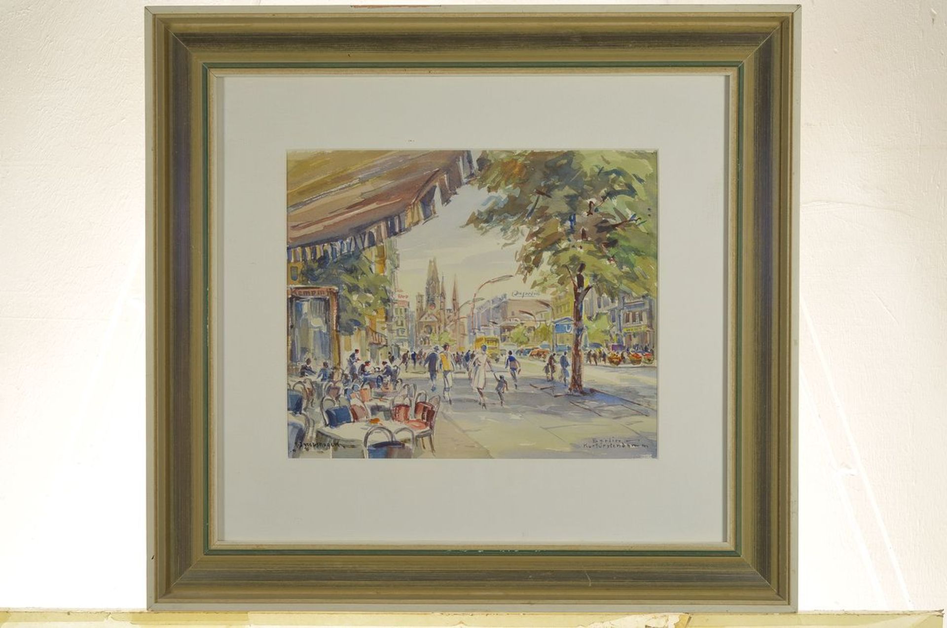 Betty Jacobshagen, Künstlerin des 20.Jh, Aquarell auf Papier, Ansicht Berlin Kurfürstendamm, - Bild 3 aus 4