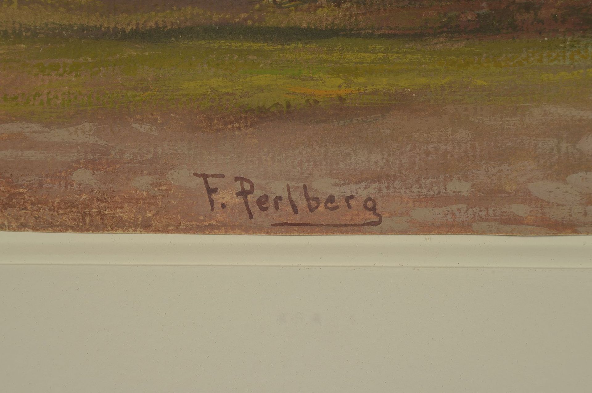 Friedrich Perlberg, 1848 Nürnberg-1921 München, Beduinen lagern vor einer Oase, Pastell auf - Bild 4 aus 4