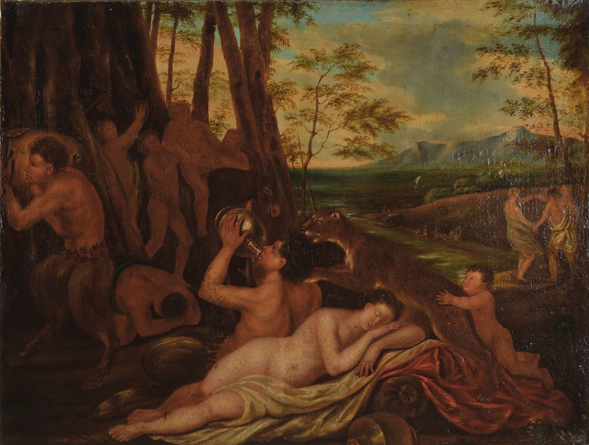 Unbekannter italienischer Meister des 17./18. Jh., nach dem Vorbild von 1560, Landschaft mit Szene