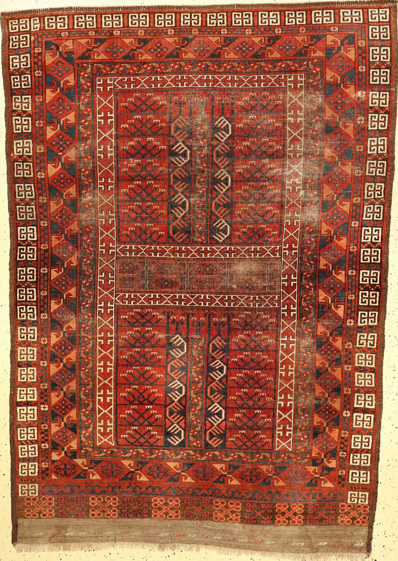 Ersari Engsi antik, Turkmenistan, 19.Jhd., Wolle auf Wolle, ca. 200 x 140 cm, Alters und