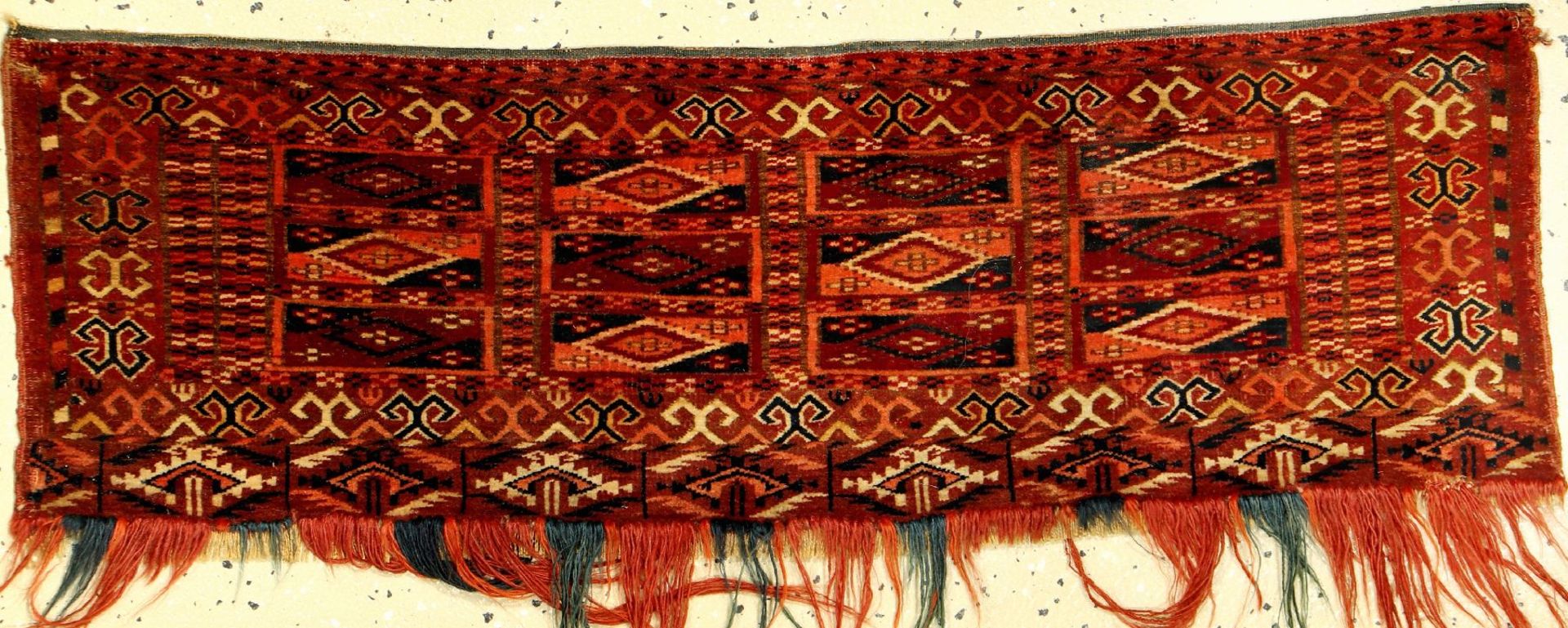 Tekke Torba fein antik, Turkmenistan, Ende 19.Jhd, Wolle auf Wolle, ca. 73 x 24 cm, sammelwürdig,