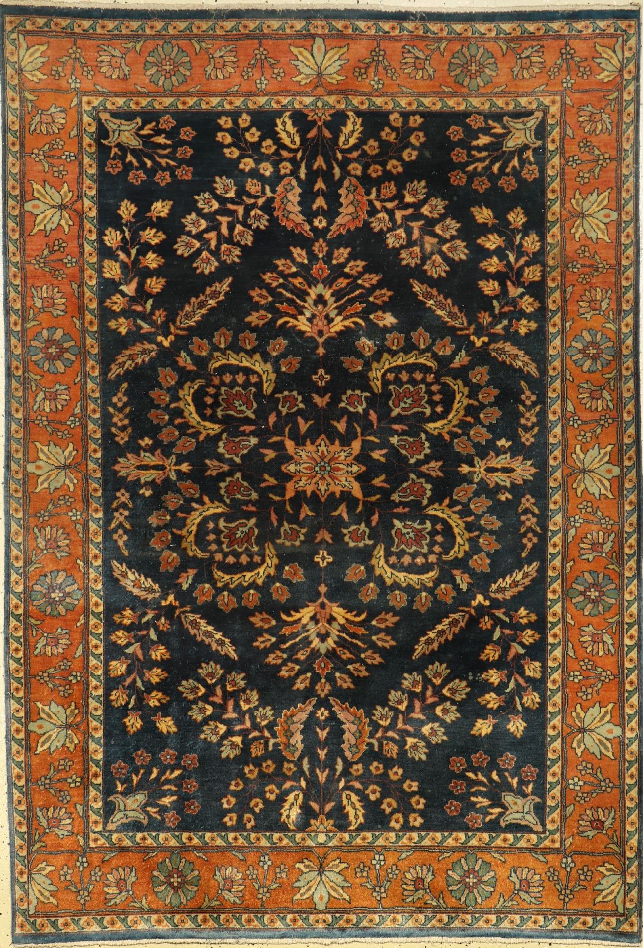 Mahajeran Sarogh fein, Indien, ca. 40 Jahre, Korkwolle, ca. 180 x 124 cm, EHZ: 3 (Mottenfraß an