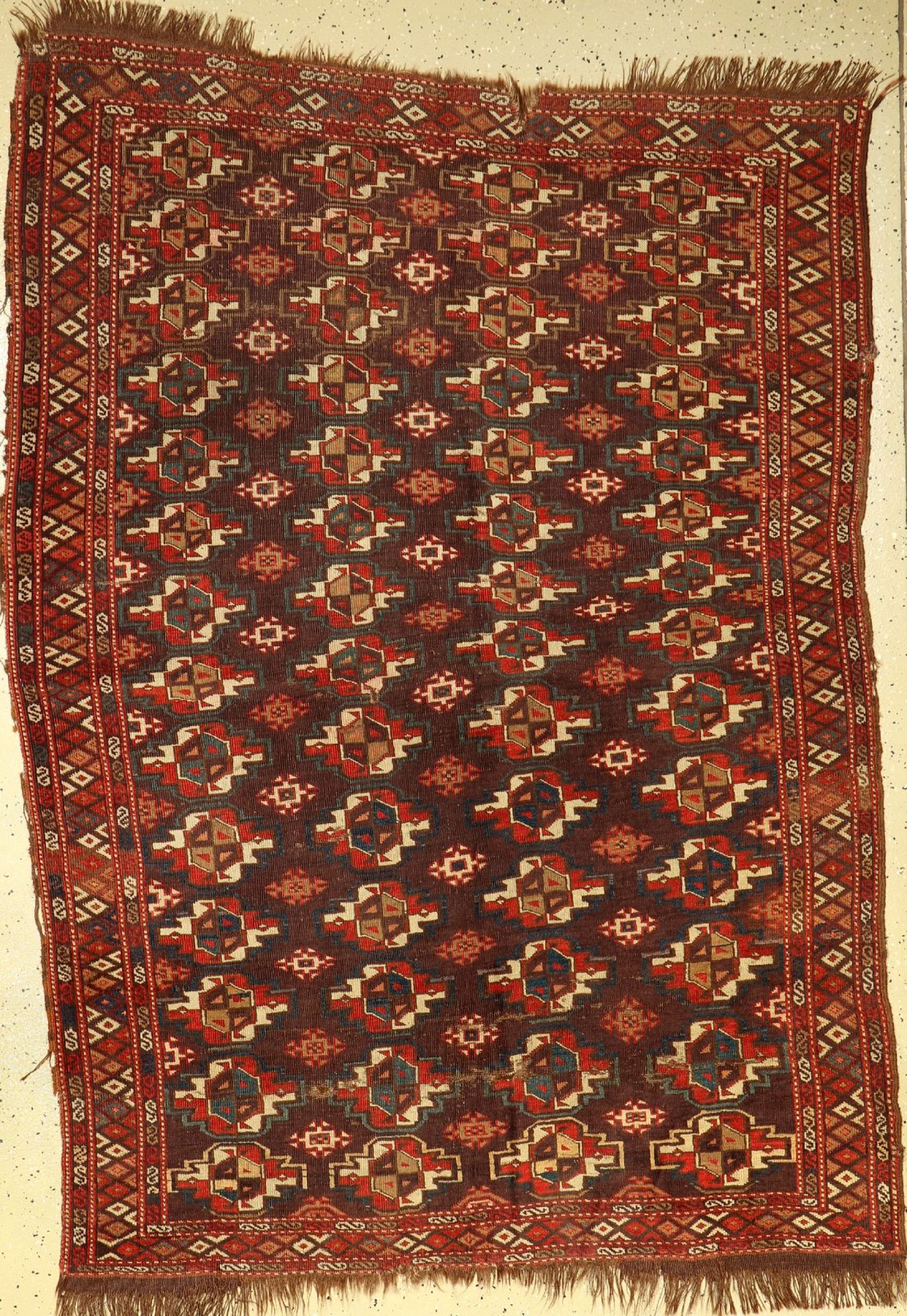 P-Tschaudor "Herdteppich", antik, Turkmenistan, 19.Jhd., Wolle auf Wolle, ca. 184 x 134 cm, (