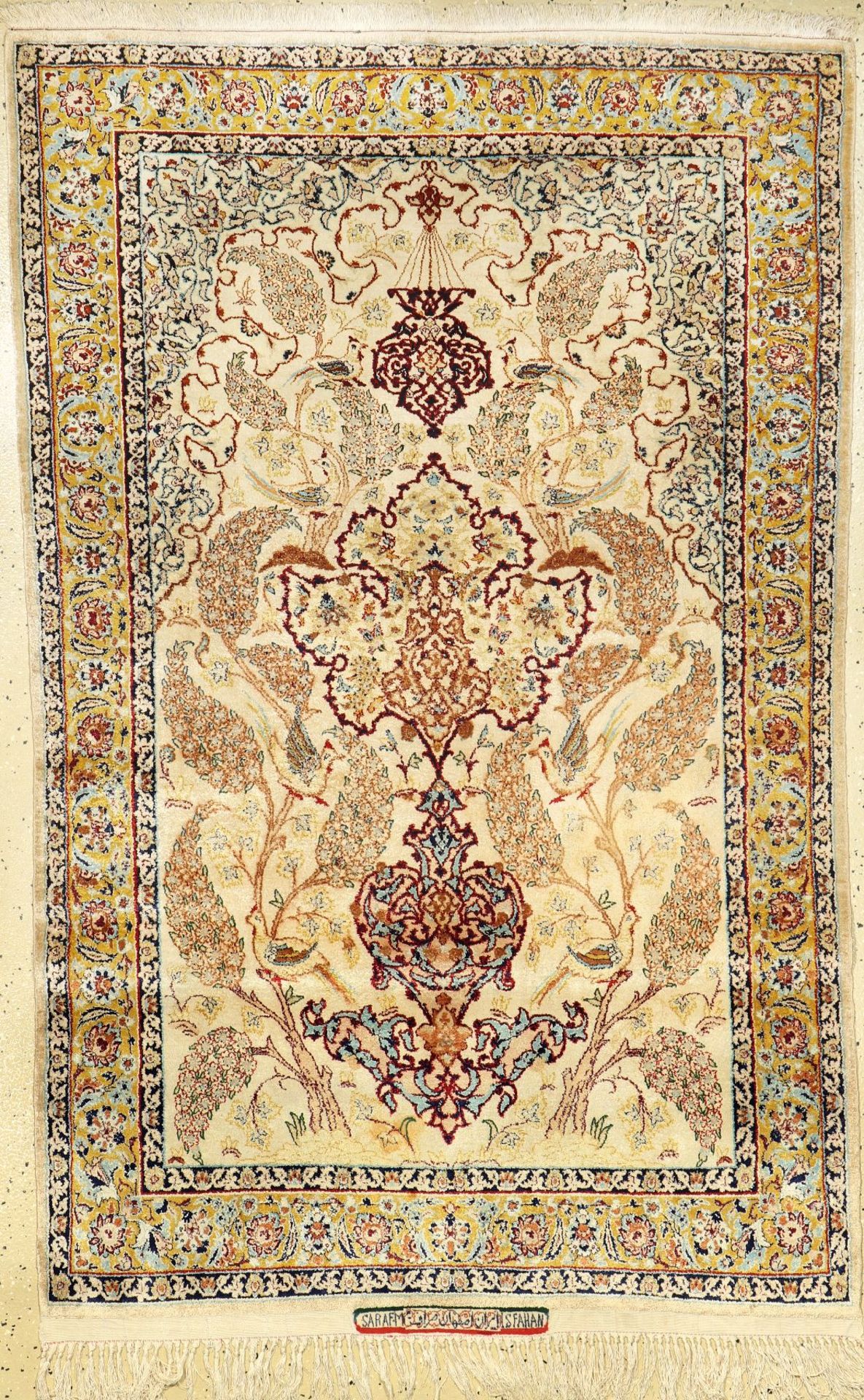 Seiden Esfahan "Saraf" alt (Signiert), Persien, ca. 40 Jahre alt, reine Naturseide, ca. 172 x 110