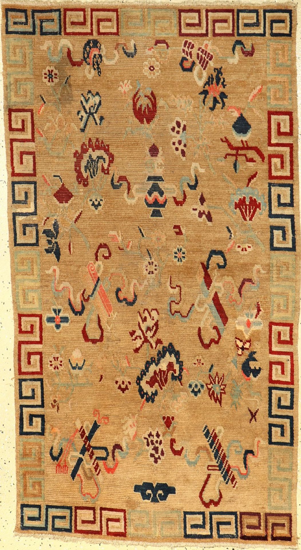 Khaden antik, Tibet, Ende 19.Jhd., Wolle auf Baumwolle, ca. 150 x 81 cm, EHZ: 4, seltenTibetan