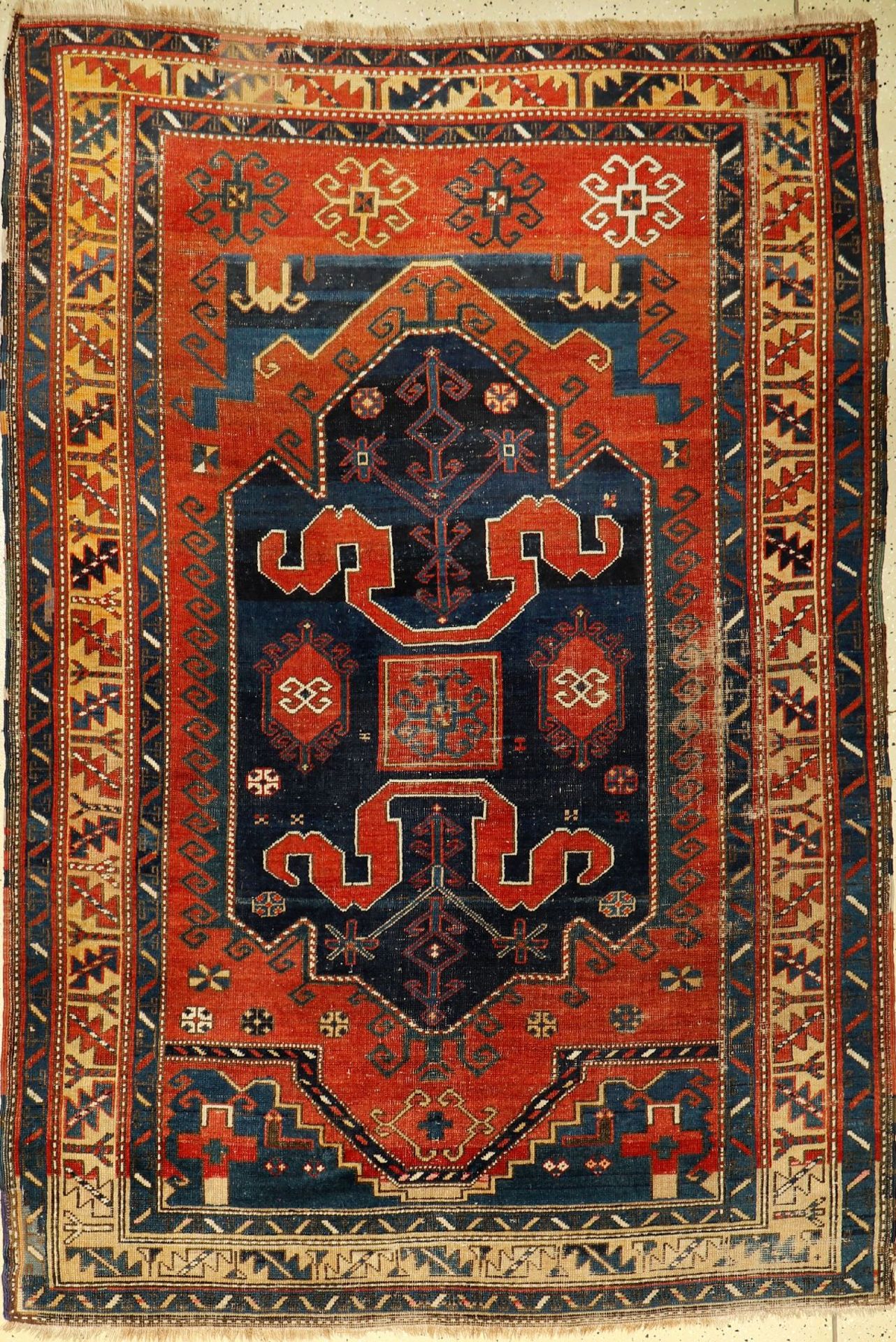 Chondzoresk Kasak antik, Wolkenband-Kasak, Kaukasus, um 1900, Wolle auf Wolle, ca. 230 x 156 cm,