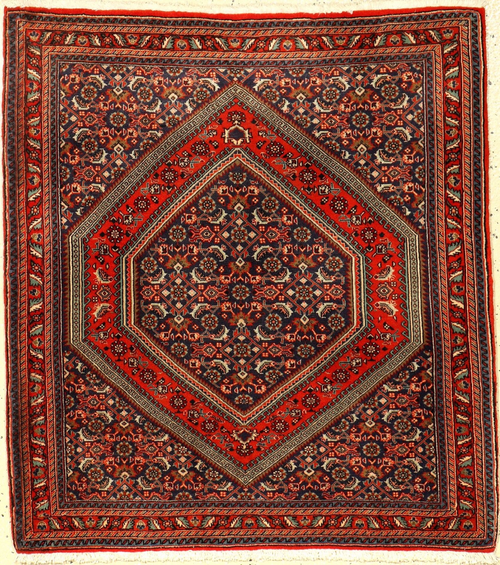 Feiner Kork Bidjar alt, Persien, ca. 50 Jahre, Korkwolle, ca. 88 x 80 cm, feine Knüpfung,