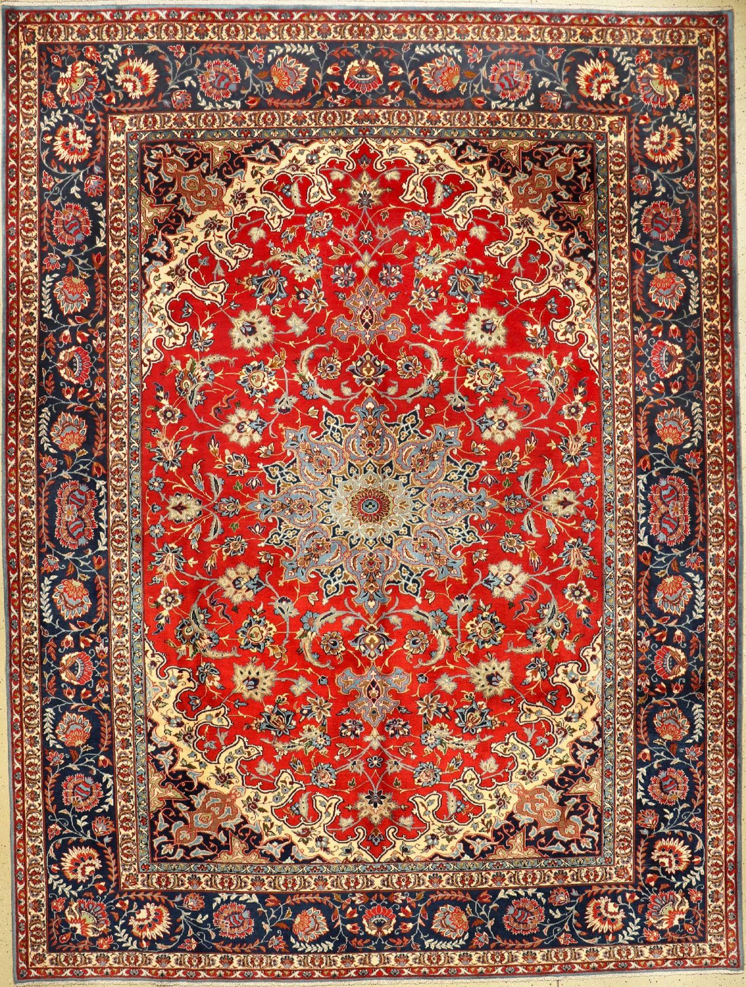 Esfahan-Nadjafabad alt, Persien, ca. 60 Jahre, Wolle auf Baumwolle, ca. 400 x 300 cm, dekorativ,