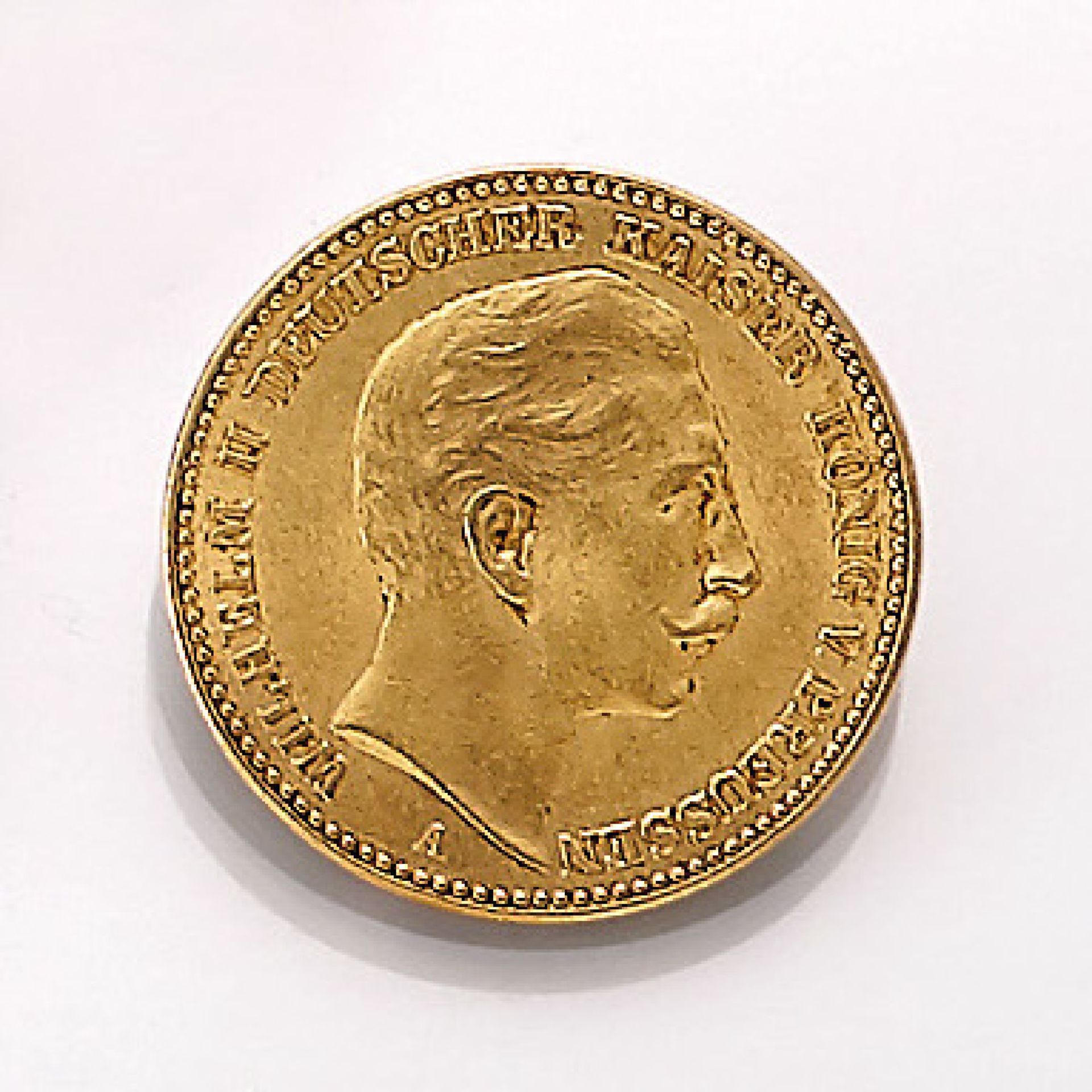 Goldmünze 20 Mark 1912, Wilhelm II., Deutscher Kaiser, König von Preussen, Prägeort AGold coin 20