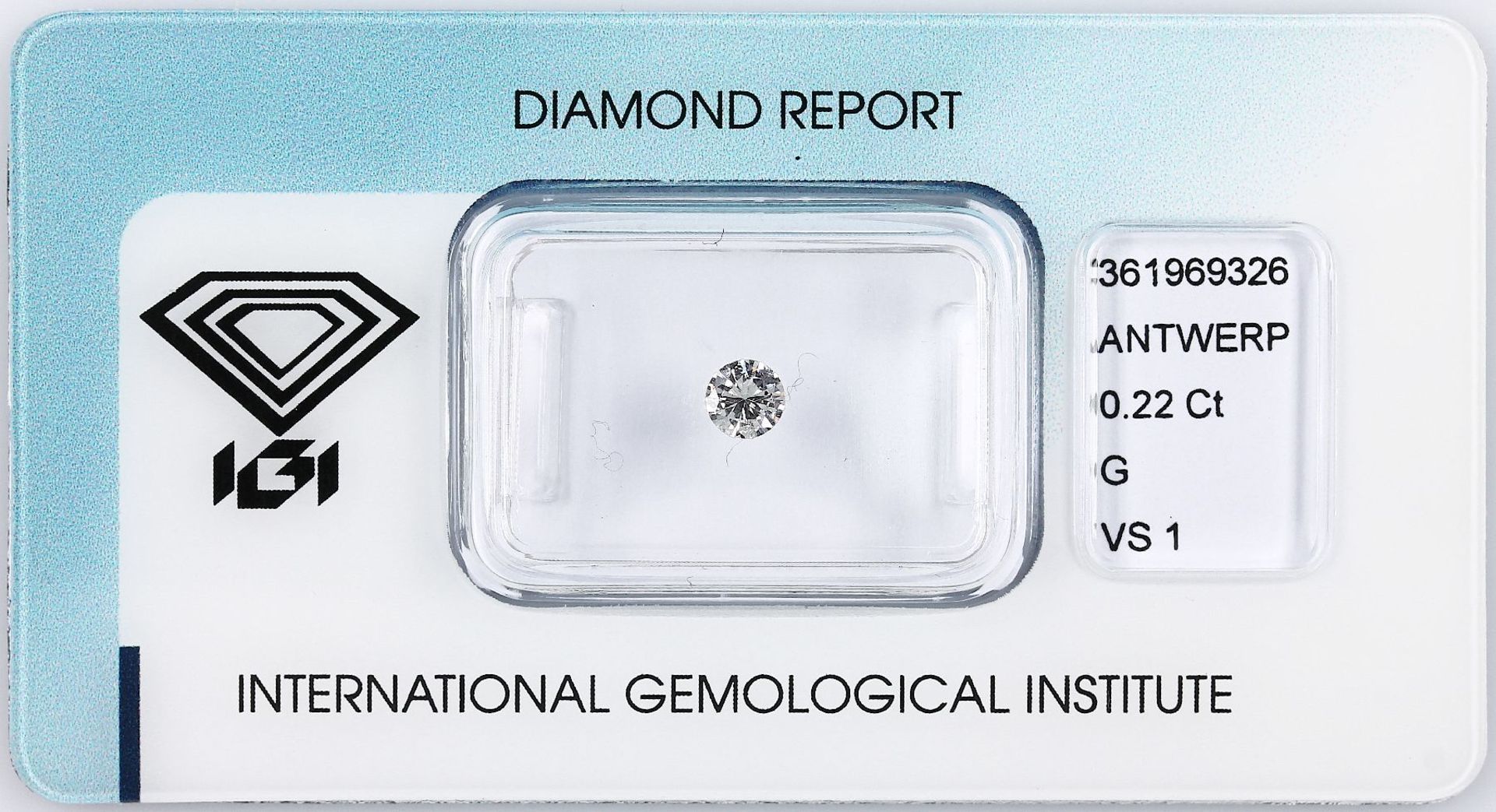 Loser Brillant, 0.22 ct feines Weiß(G)/vs1, verschweißt, mit IGI-Expertise Schätzpreis: 420, -