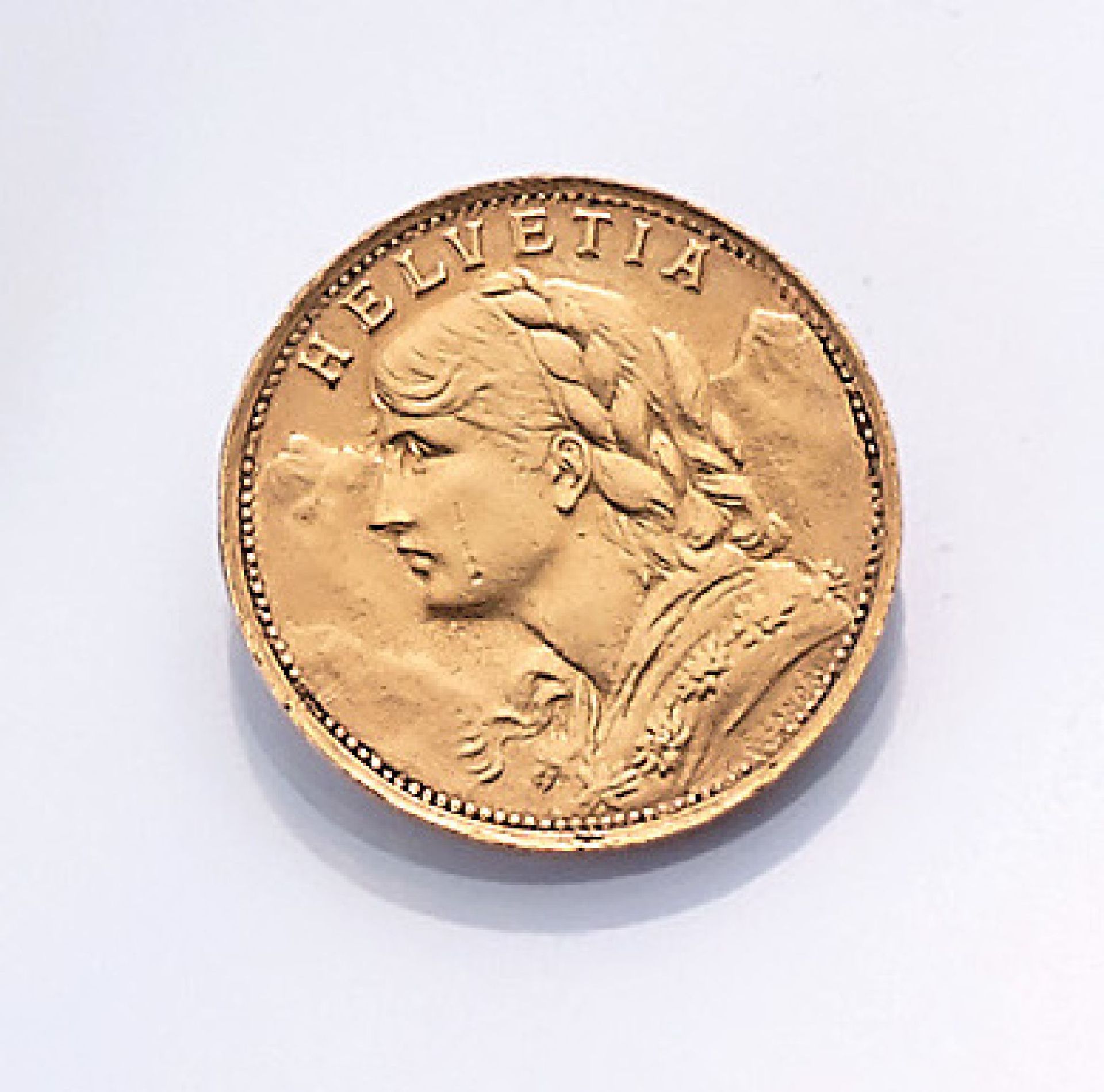 Goldmünze, 20 Franken, Schweiz, 1935, sogn. Vreneli, Prägemarke BGold coin, 20 Swiss Francs,