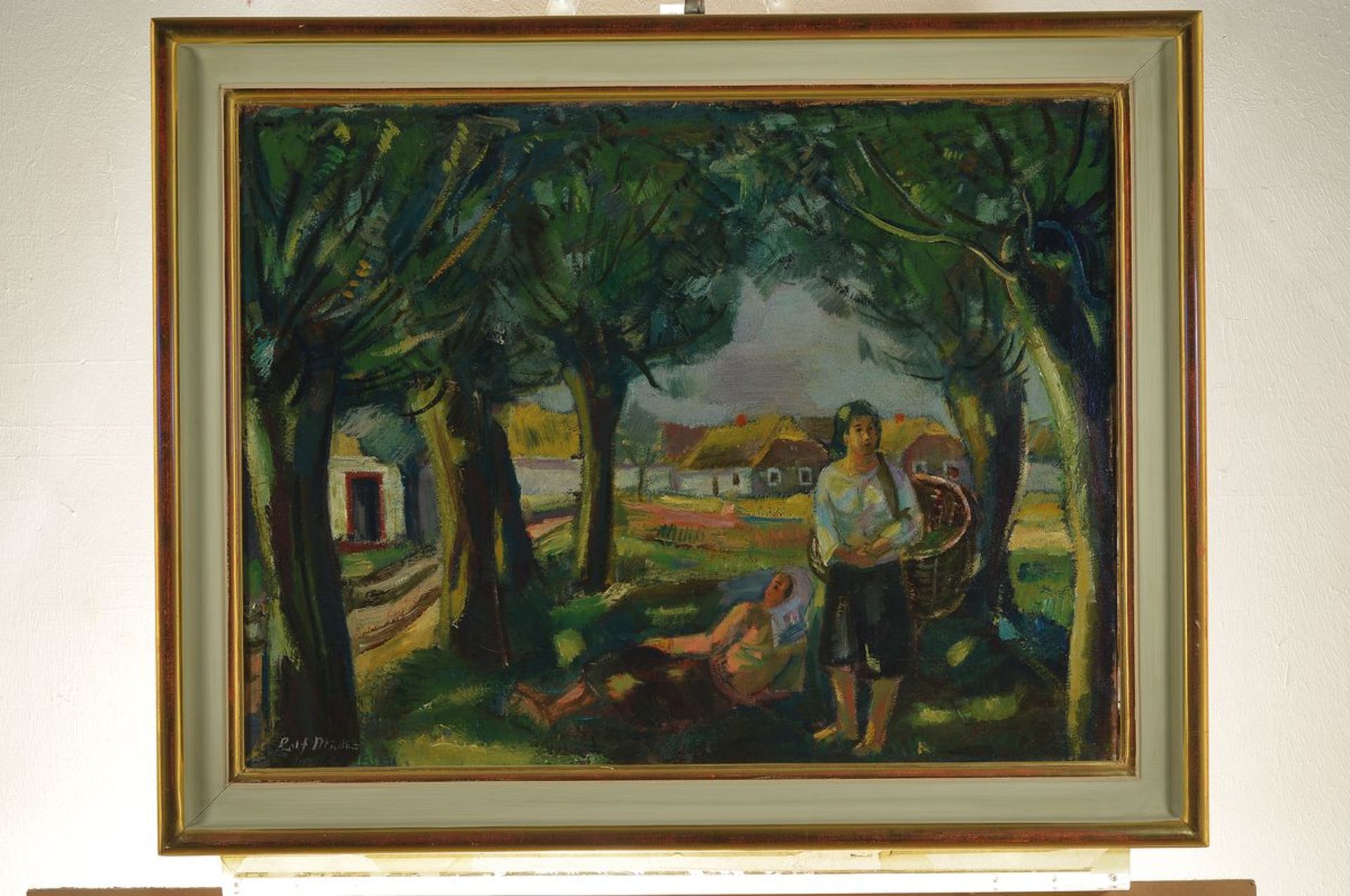 Rolf Müller-Landau, 1903-1956, verso betitelt "unter alten Weiden", idyllische Landschaft in - Bild 4 aus 5