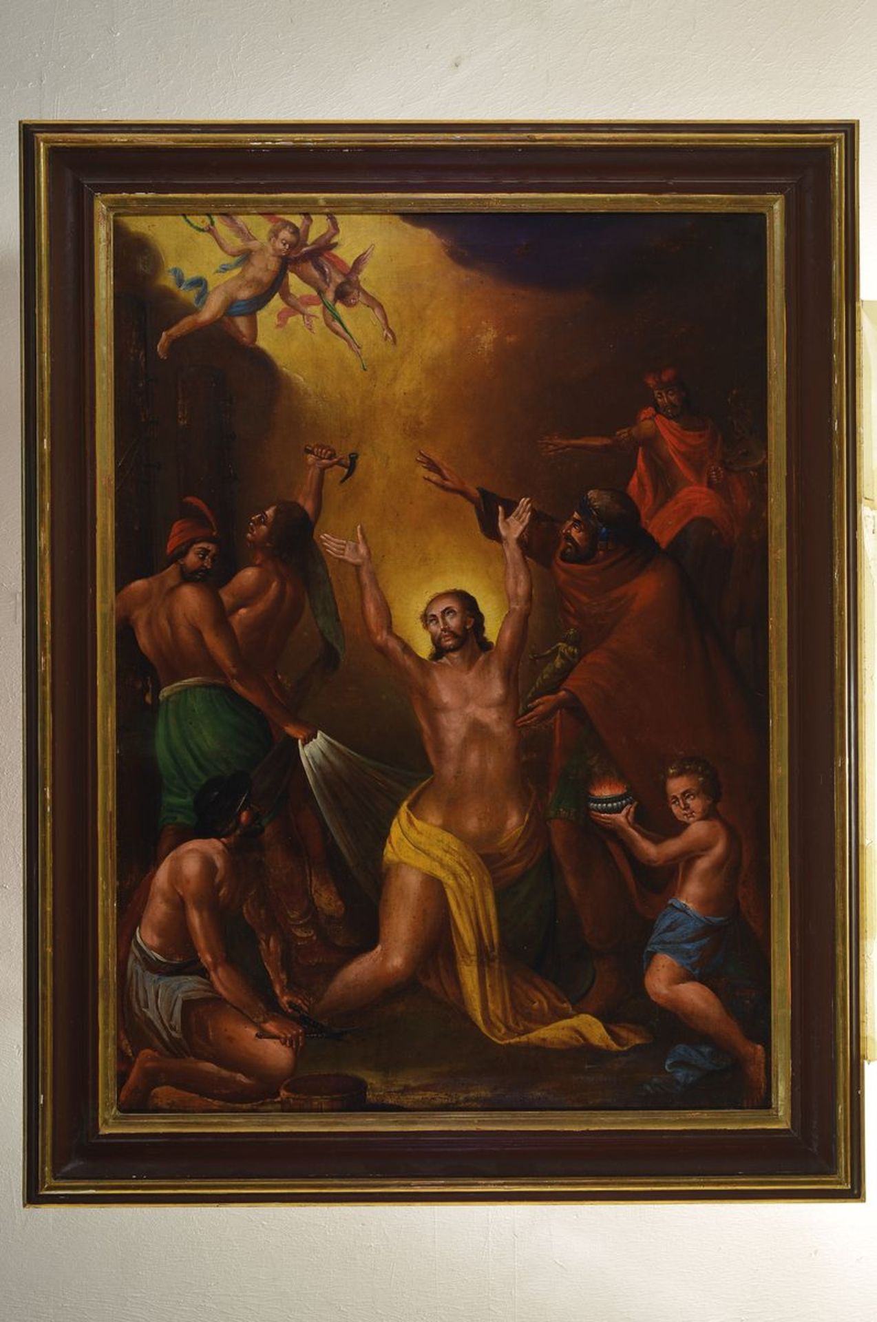 Unbekannter Künstler, 19. Jh., Auferstehungsszene, Öl/Lwd/Holz, ca. 95x70cm/112x86cm, R.Unidentified - Bild 3 aus 3
