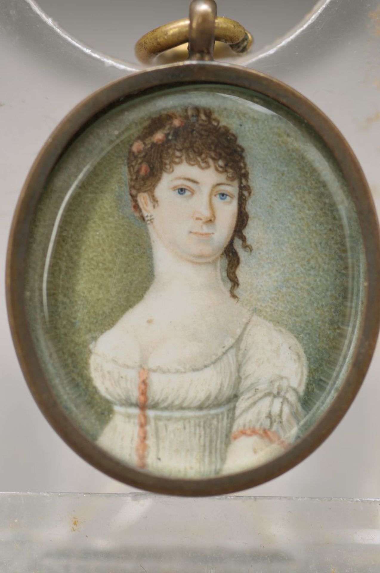 Miniaturmalerei, deutsch oder französisch, um 1810, Porträt einer jungen Frau, feine