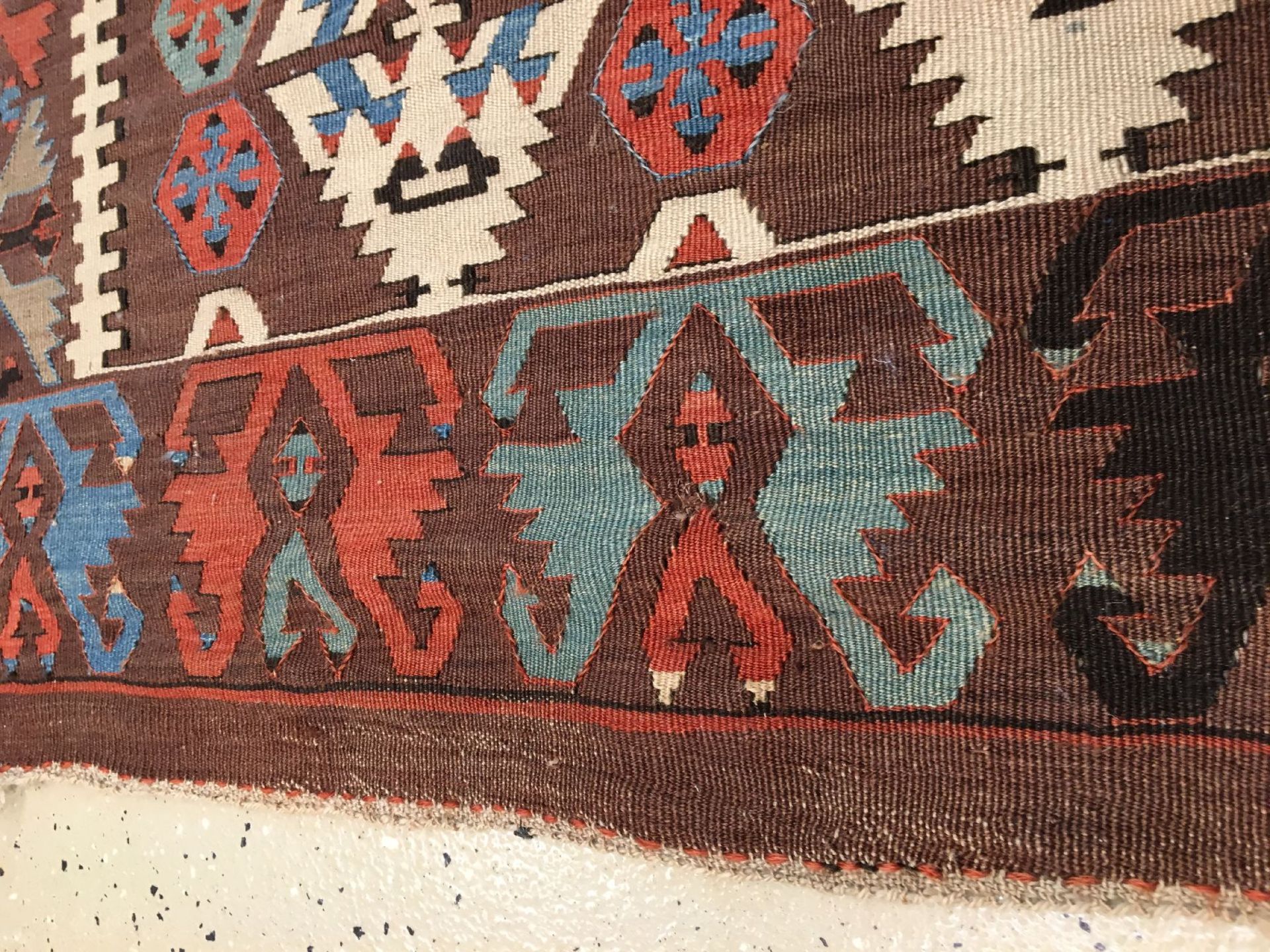 Konya "Kelim" antik (Elibelinde Muster), Zentralanatolien, 19.Jhd., Wolle gewebt auf Wolle. Seltener - Bild 7 aus 9