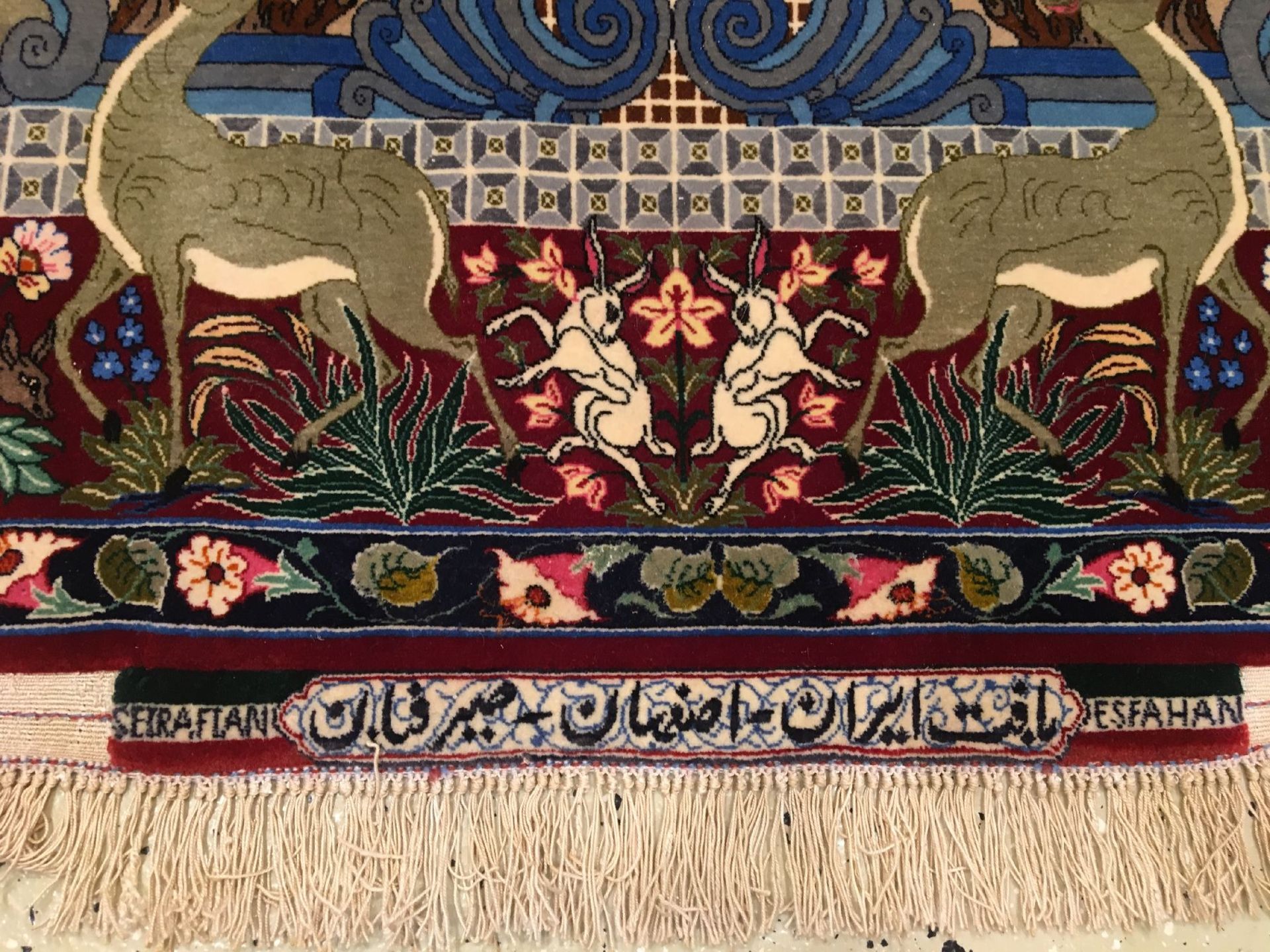 Feiner Esfahan "Seirafian" alt (Signiert), Zentralpersien, um 1970, Korkwolle geknüpft auf - Bild 6 aus 9