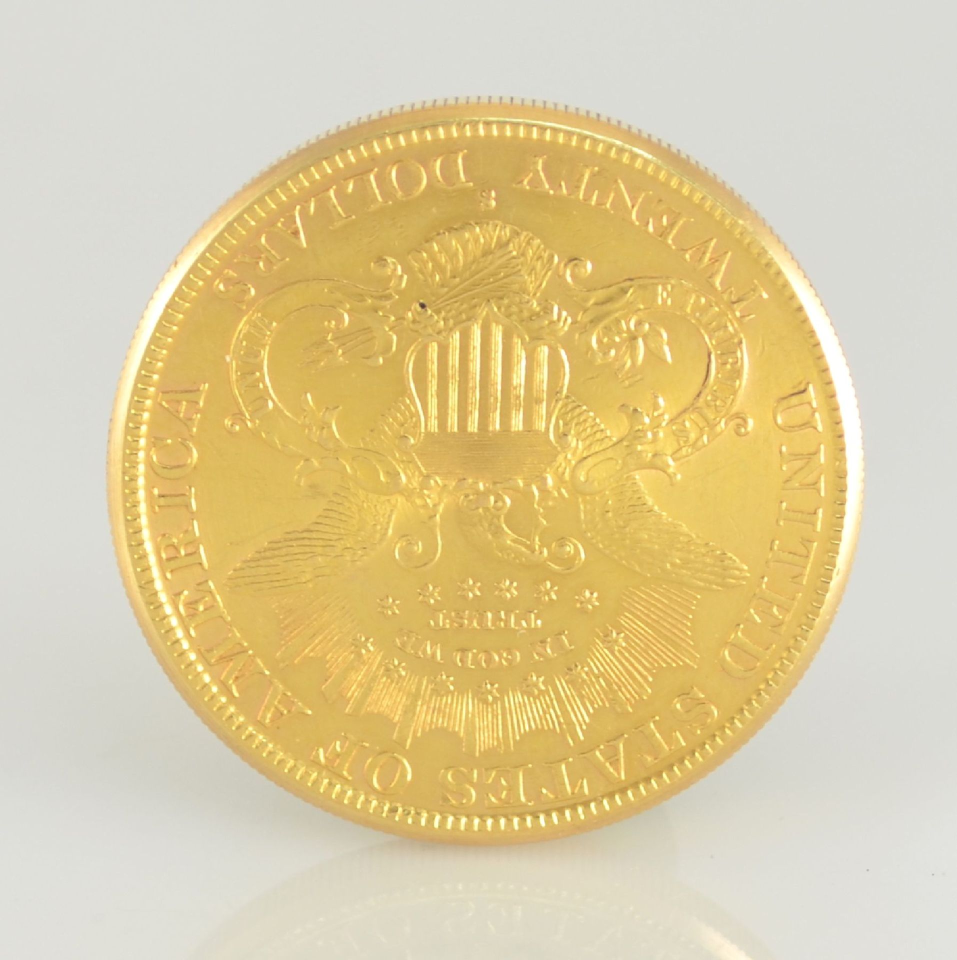 MERSMANN Münzuhr in Form einer 20 US-Dollar- Münze, Sprungdeckel öffnet durch versteckten Drücker - Bild 5 aus 9