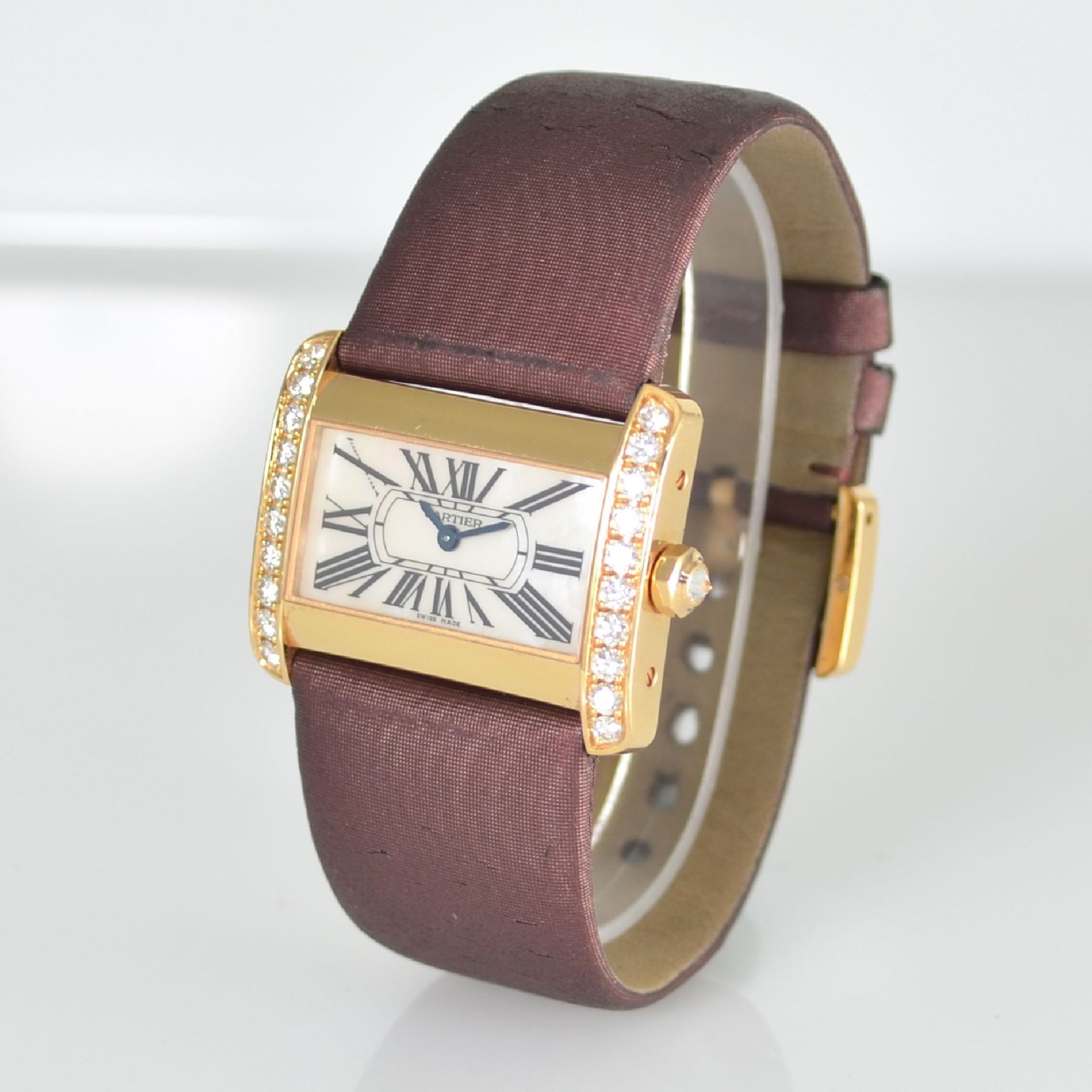 CARTIER Divan Damenarmbanduhr in RoseG 750/000 mit Brillanten, Schweiz um 2005, quarz, Boden 8- - Bild 3 aus 6