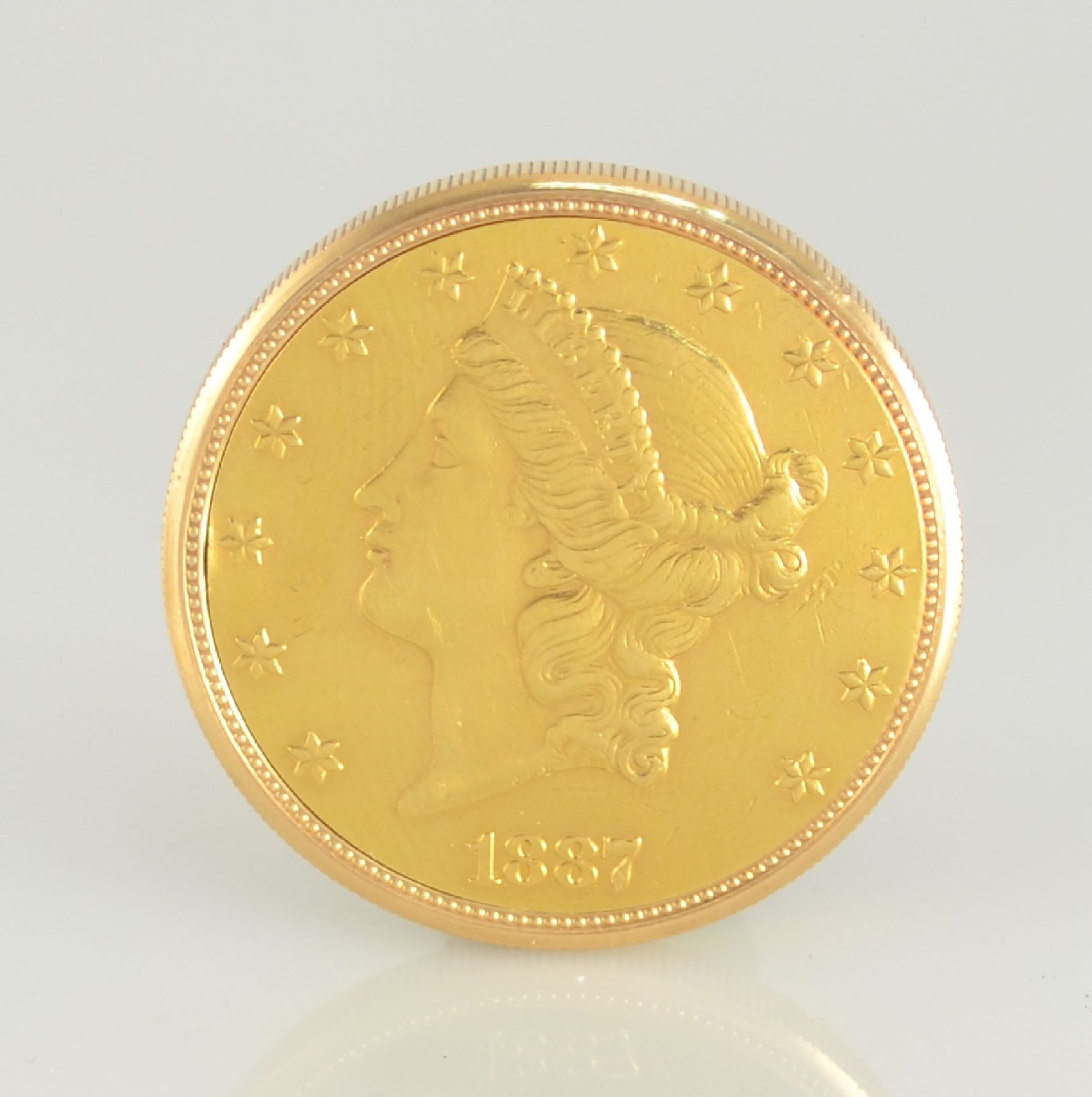 MERSMANN Münzuhr in Form einer 20 US-Dollar- Münze, Sprungdeckel öffnet durch versteckten Drücker - Bild 3 aus 9