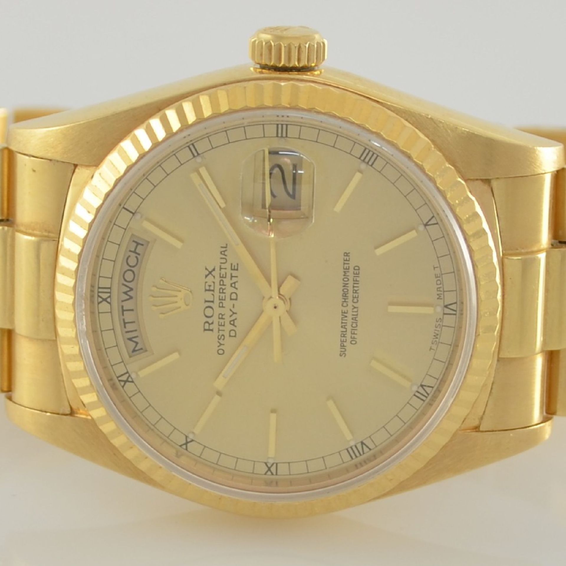 ROLEX Oyster Perpetual Day-Date Herrenarmbanduhr in GG 750/000, Schweiz um 1986, Automatik, Ref. - Bild 2 aus 8