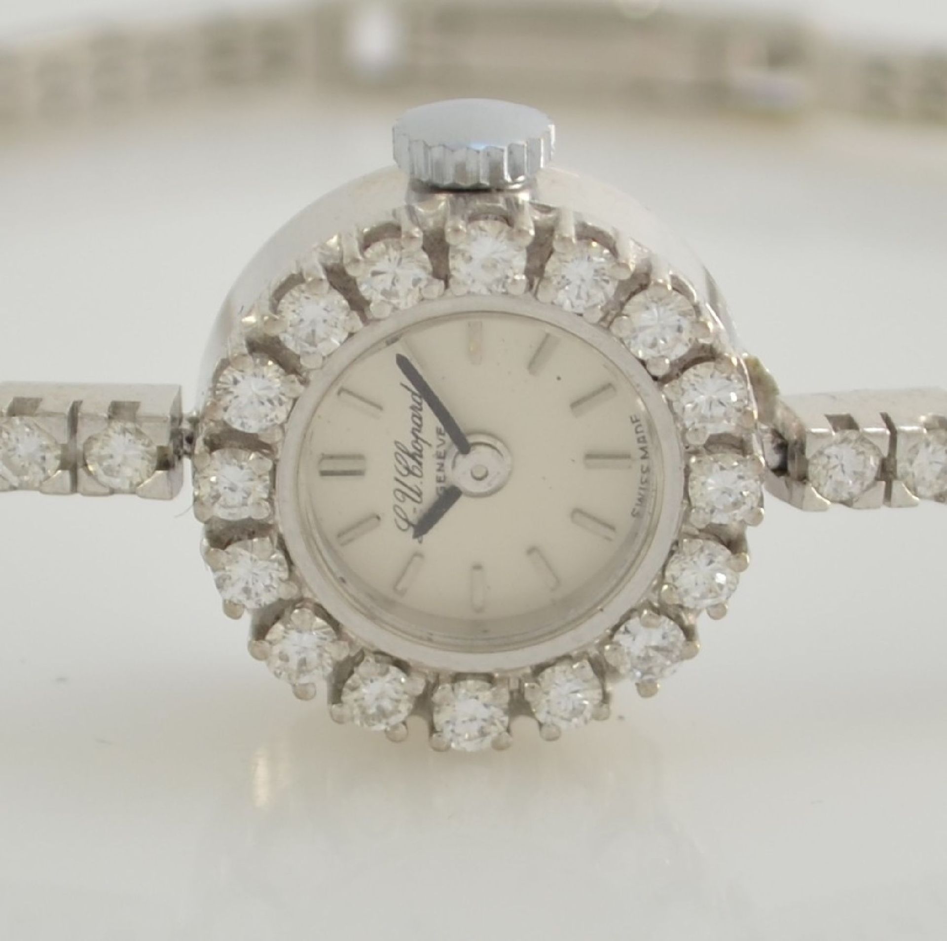 CHOPARD außergewöhnliche Brillant-besetzte Damenarmbanduhr in WG 750/000, Schweiz um 1960, - Bild 4 aus 10