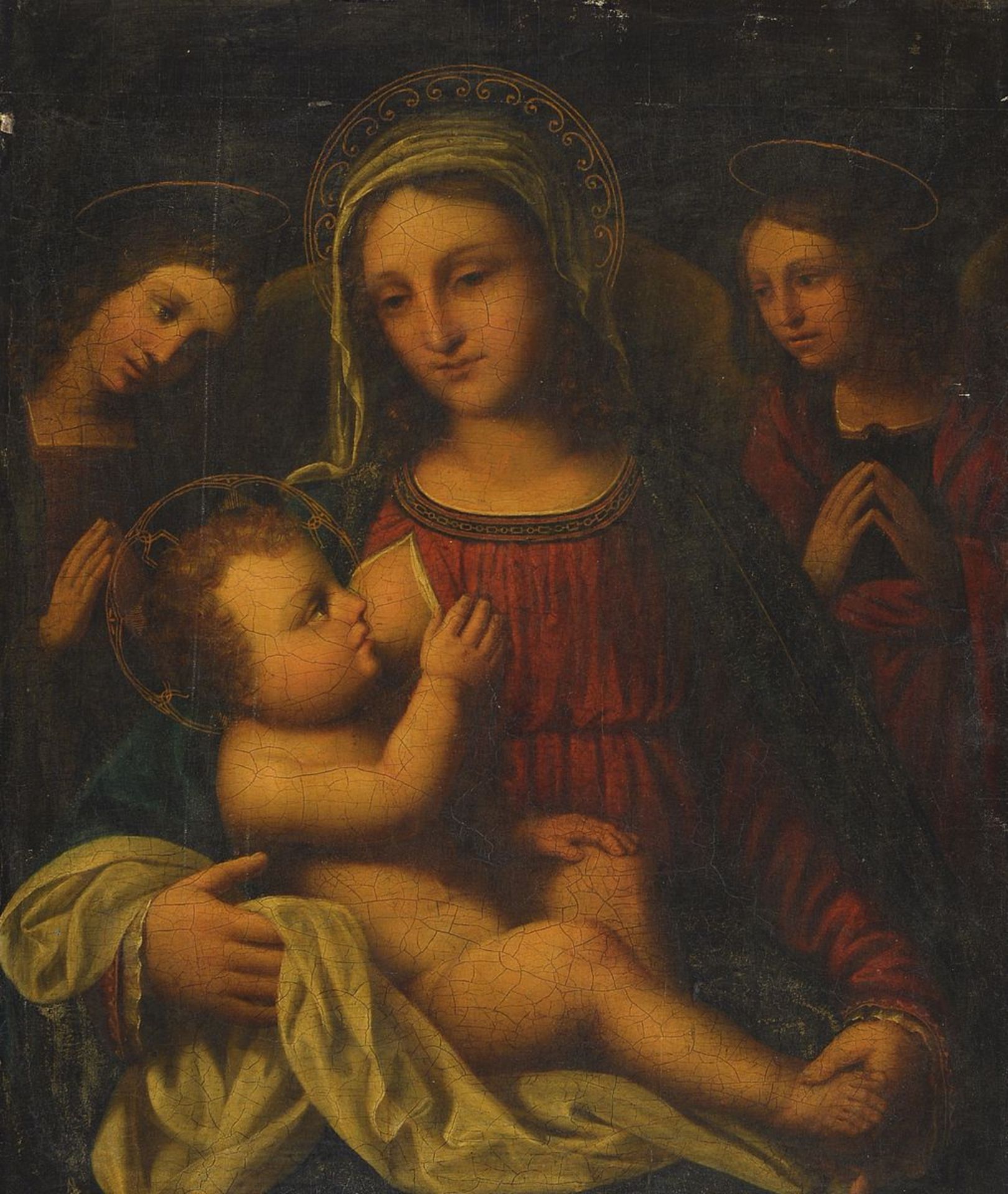 Unbekannter Künstler, Italien, um 1660-80, nach dem Vorbild der Renaissance, Madonna Lactans, im