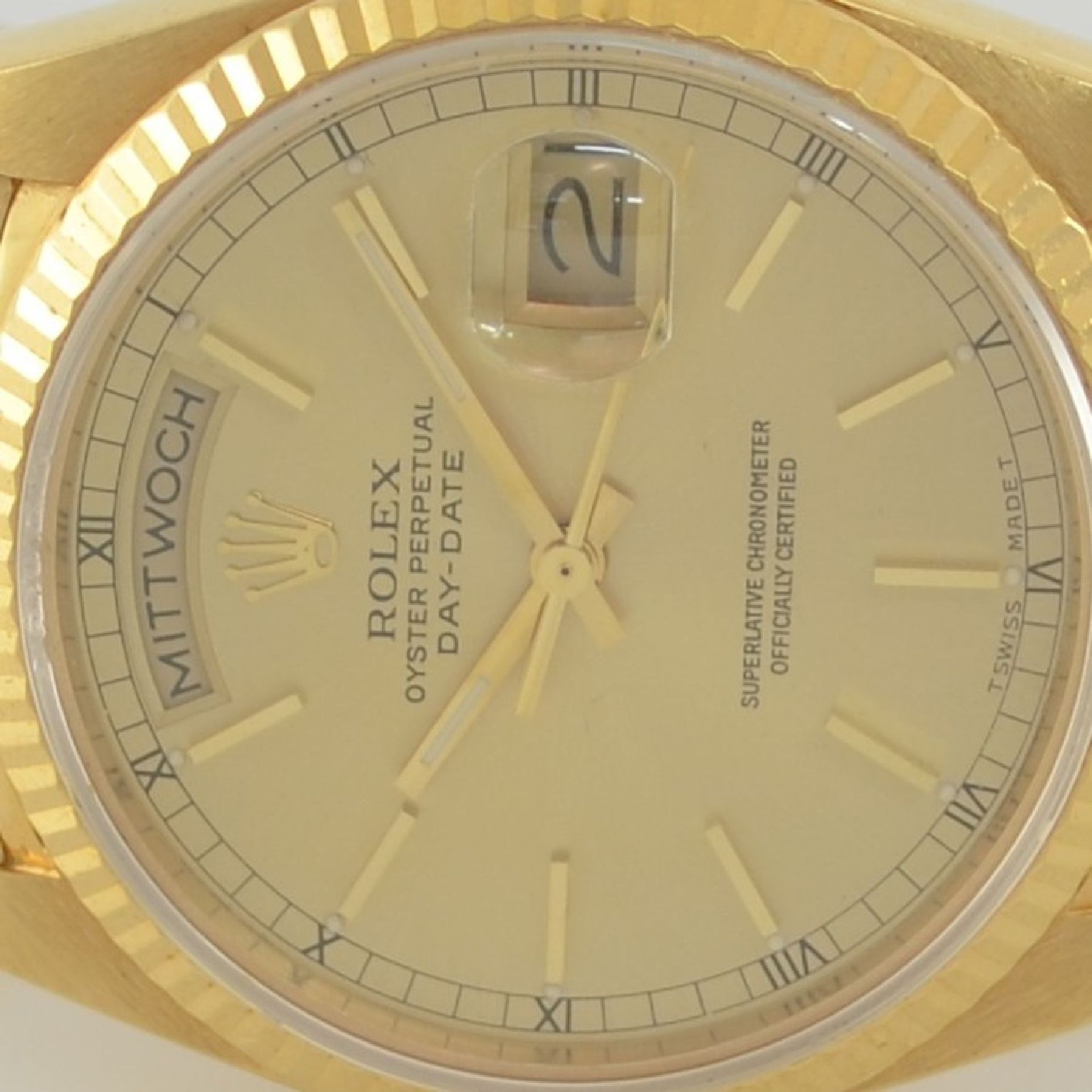 ROLEX Oyster Perpetual Day-Date Herrenarmbanduhr in GG 750/000, Schweiz um 1986, Automatik, Ref. - Bild 3 aus 8