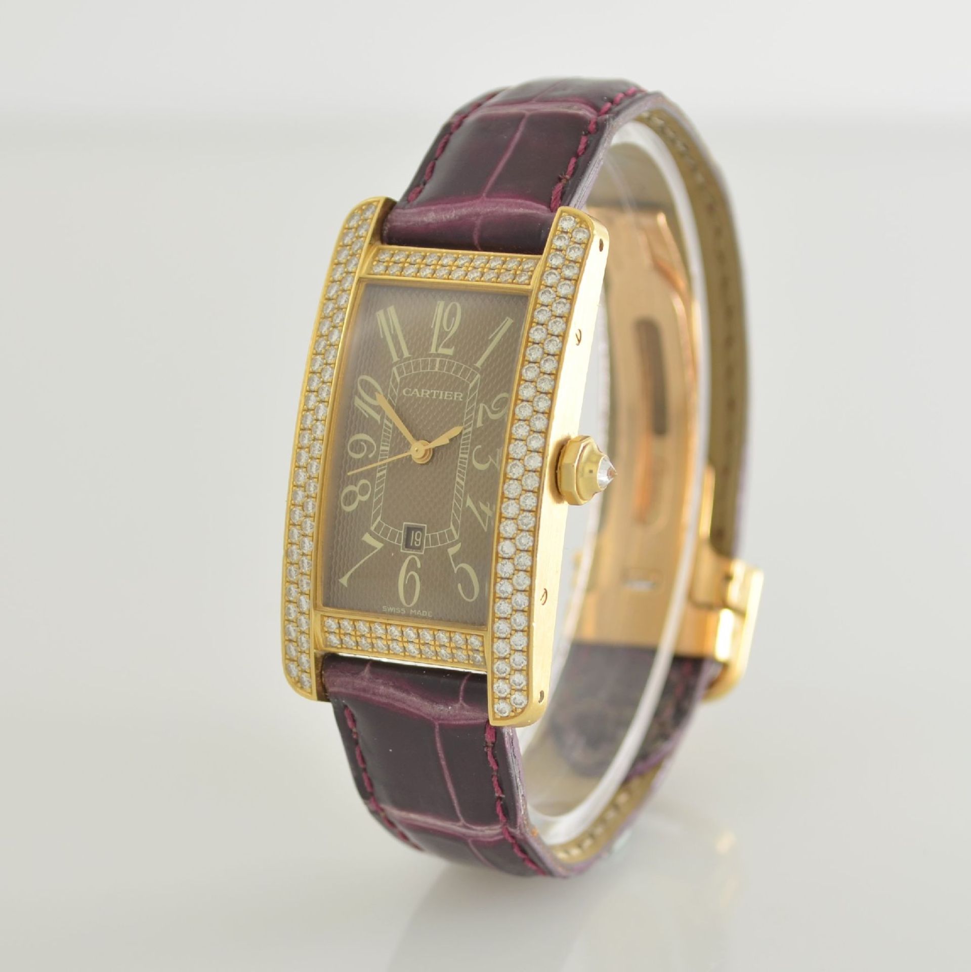 CARTIER Damenarmbanduhr Tank Americaine in GG 750/000 mit original Brillantbesatz, Automatik, Ref. - Bild 3 aus 8