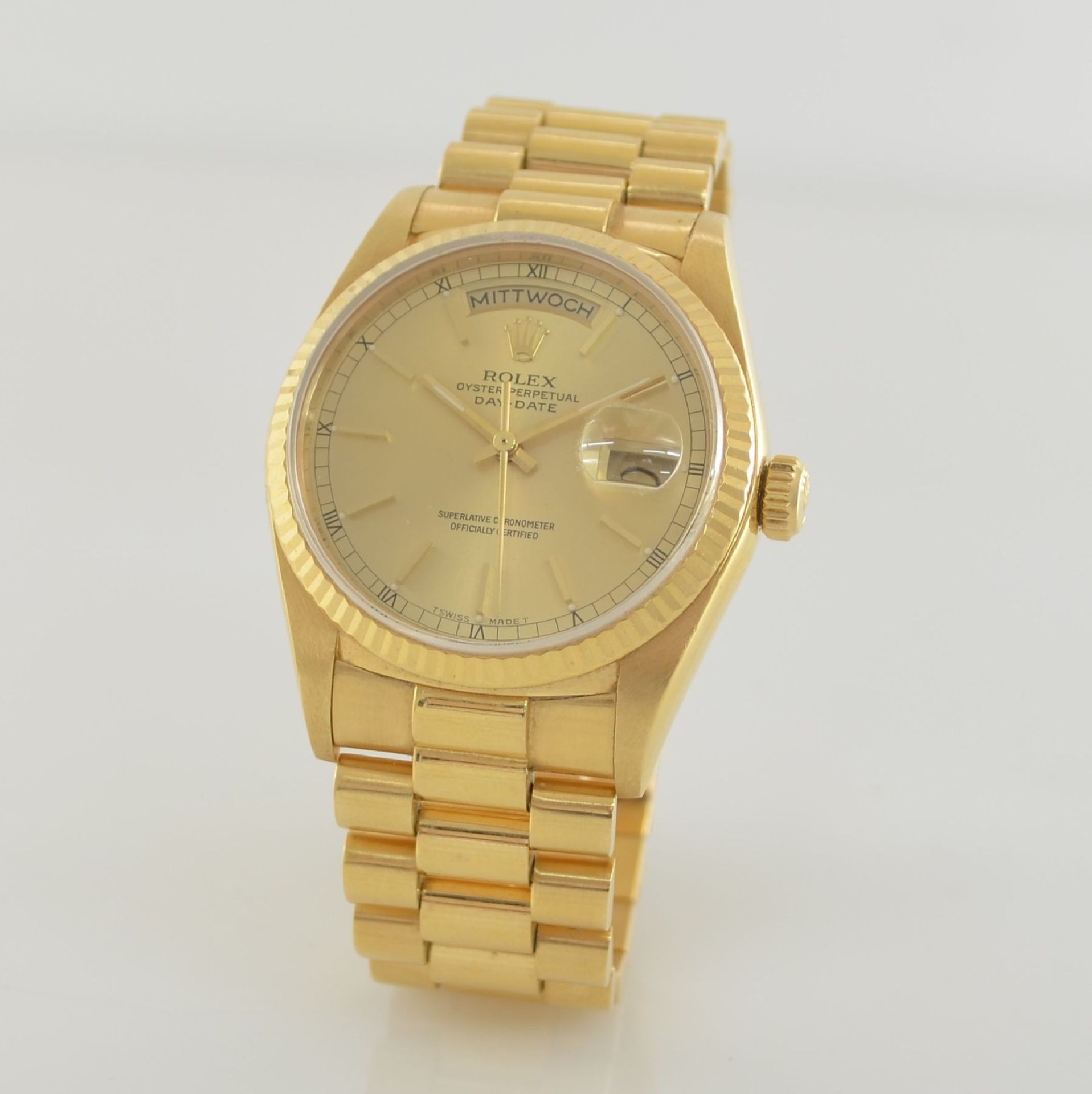 ROLEX Oyster Perpetual Day-Date Herrenarmbanduhr in GG 750/000, Schweiz um 1986, Automatik, Ref. - Bild 4 aus 8