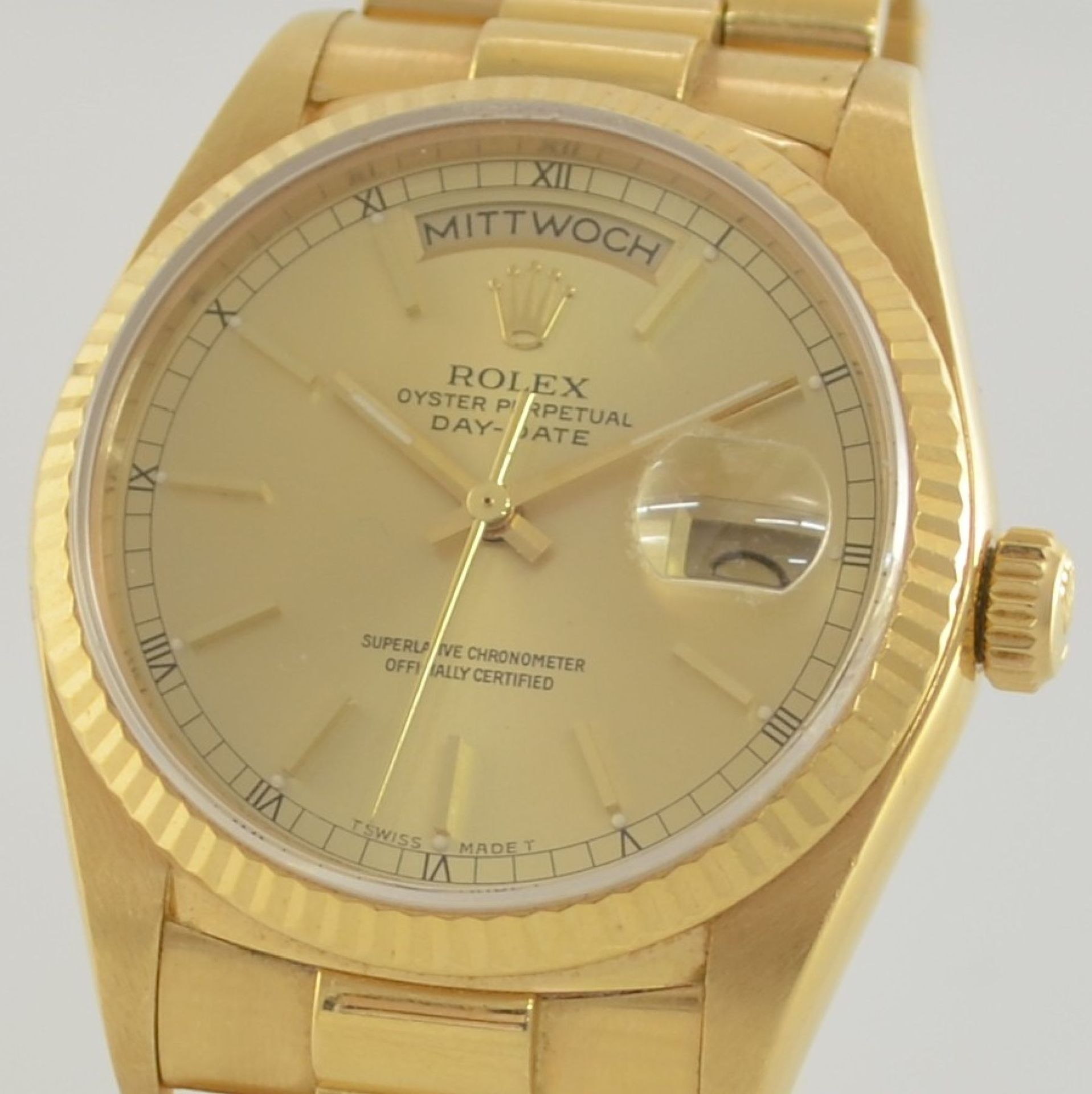 ROLEX Oyster Perpetual Day-Date Herrenarmbanduhr in GG 750/000, Schweiz um 1986, Automatik, Ref. - Bild 5 aus 8