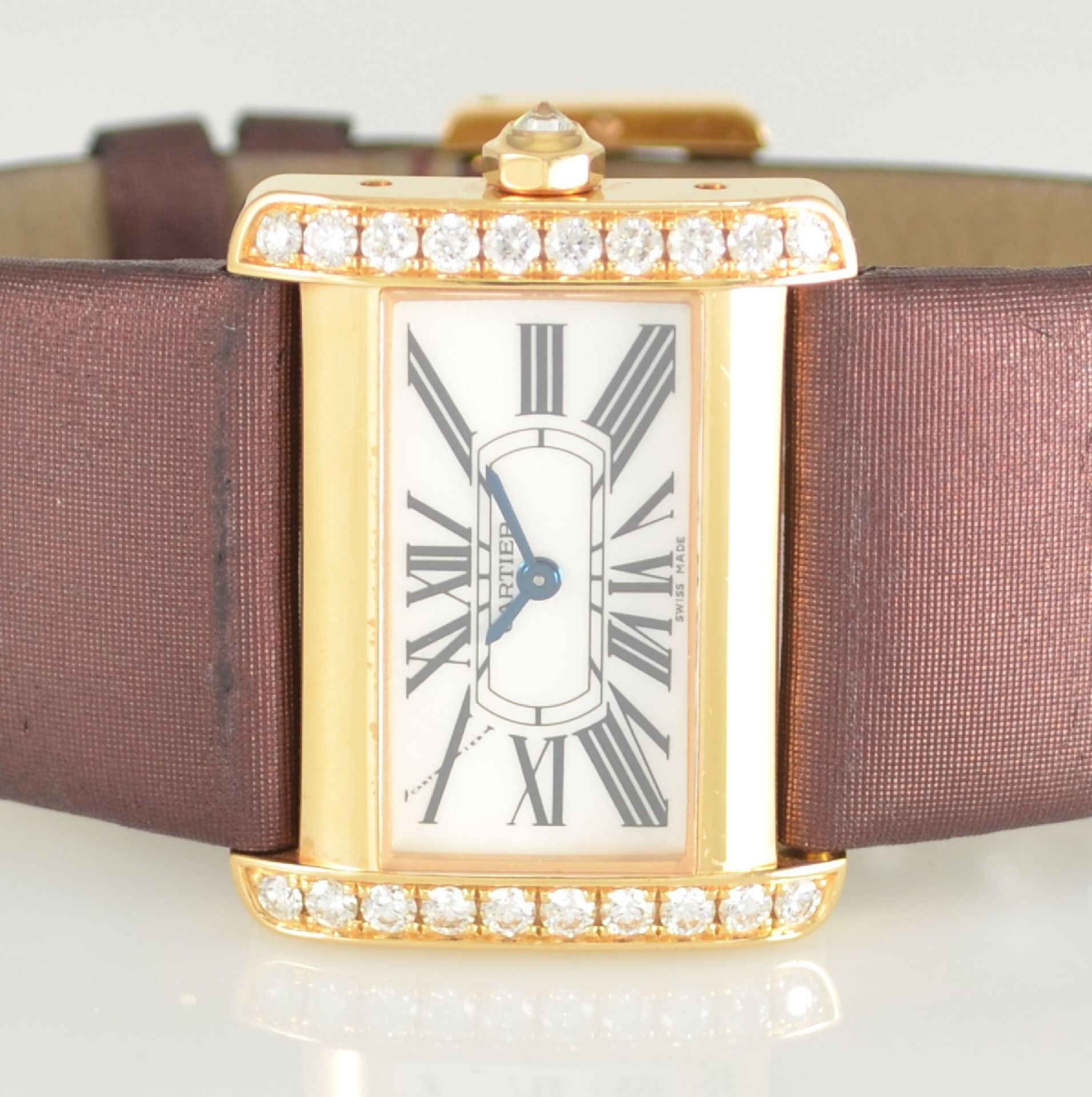 CARTIER Divan Damenarmbanduhr in RoseG 750/000 mit Brillanten, Schweiz um 2005, quarz, Boden 8- - Bild 2 aus 6