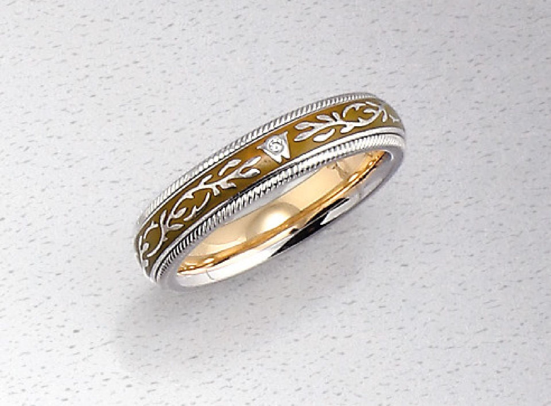 18 kt Gold WELLENDORFF Ring mit Email und Brillant, WG 750/000, Modell Pistazie, 1 Brillant ca. 0.