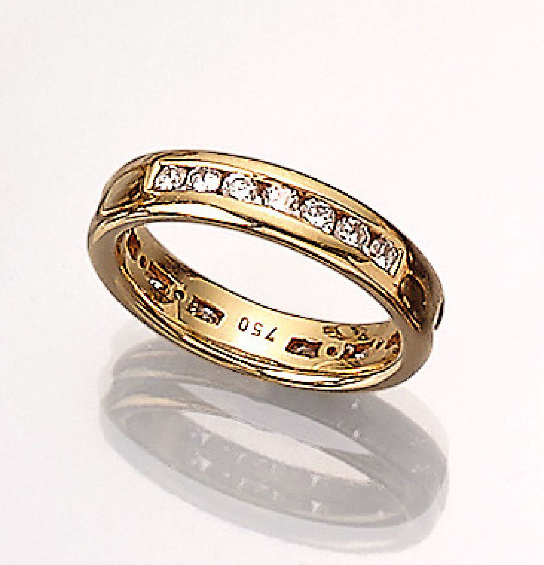 18 kt Gold Ring mit Brillanten, GG 750/000,21 Brillanten zus. ca. 0.84 ct Weiß/vsi, RW 54, ca. 6.1 g